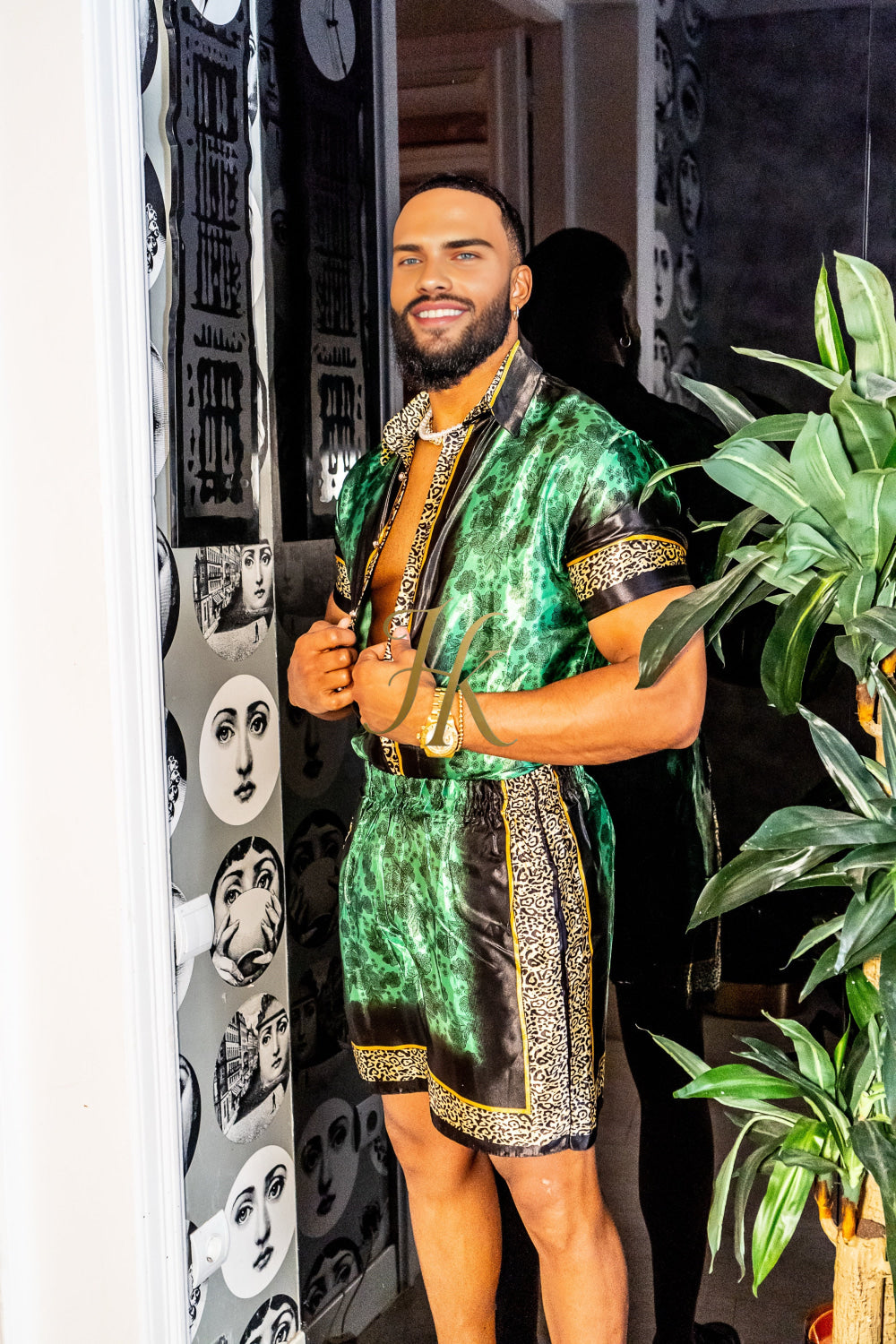 Luxury Boho Silk Shirt Set for Men - Festival Outfit, Handmade Men's Fashion - kayibstrore