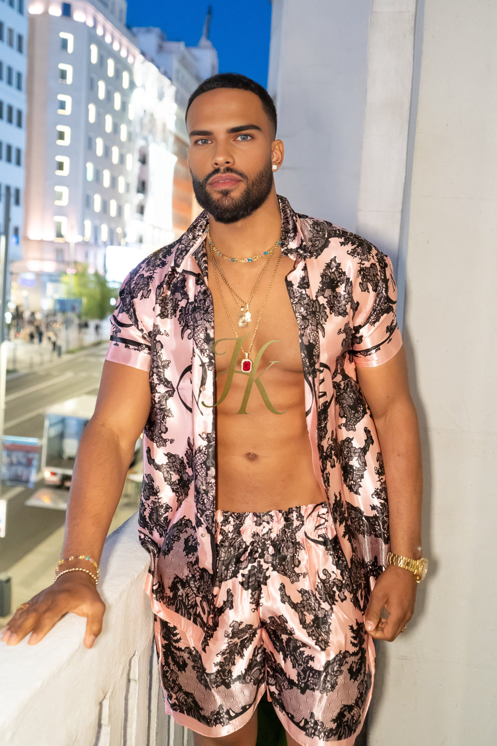 Luxury Boho Silk Shirt Set - Festival Outfit, Handmade Men's style - kayibstrore