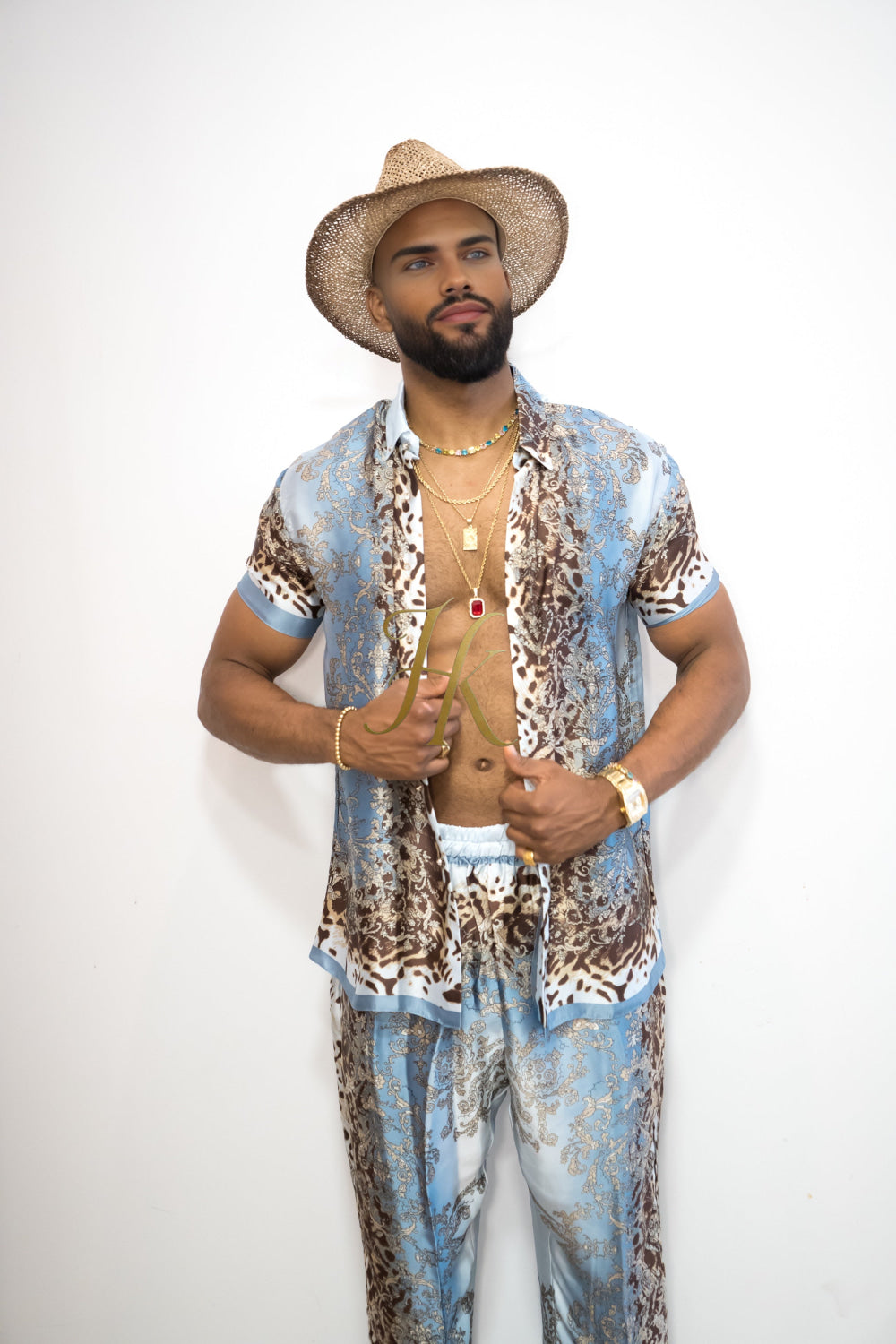 Luxury Handmade Outfits: Men's Luxury Silk Set shirt - kayibstrore