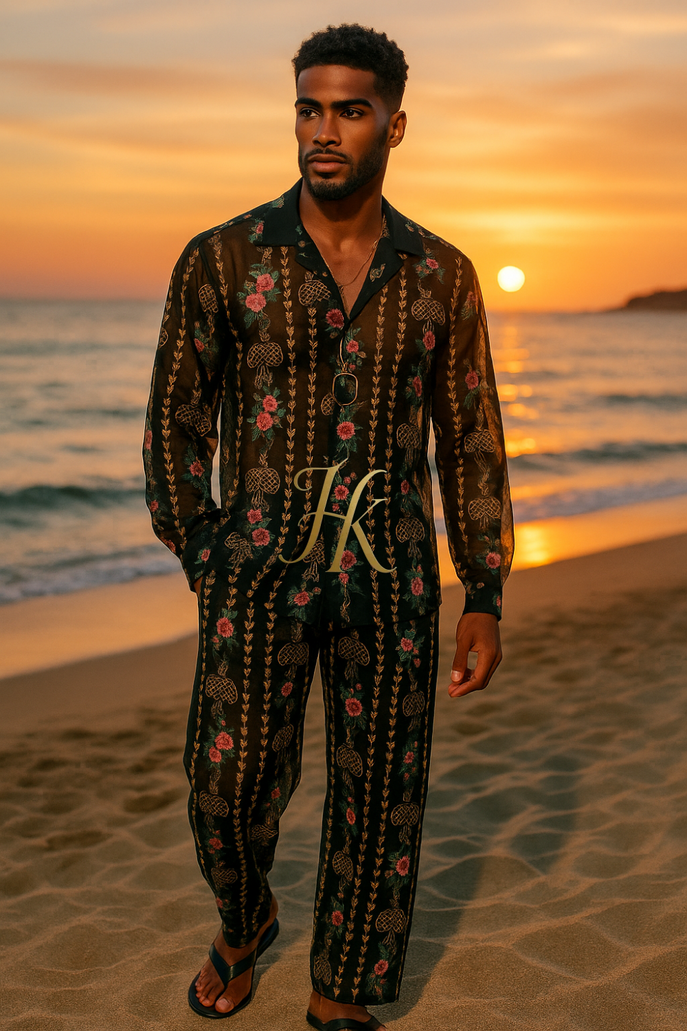 Luxury Men’s Outfit Set – Long Sleeve Shirt & Pants in Pure Rubia Cotton