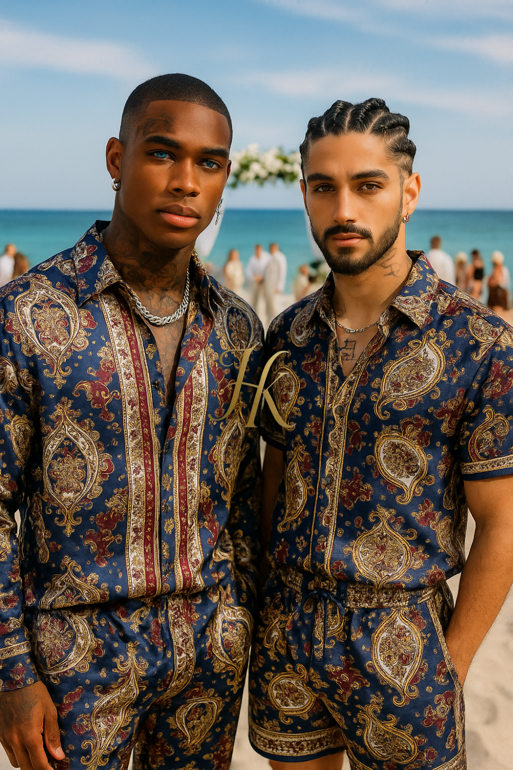 Conjunto de vestido de seda de lujo para hombre rojo