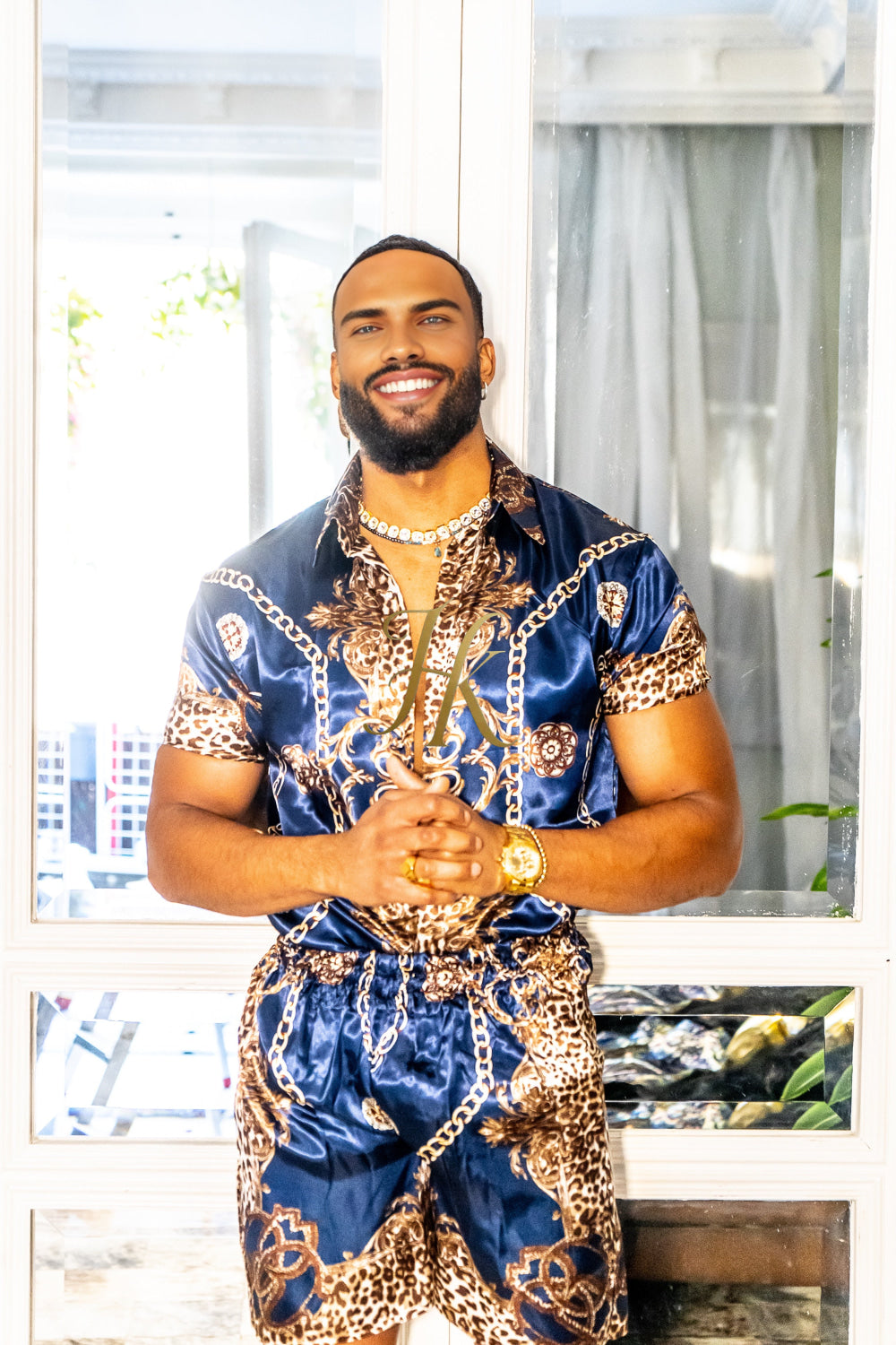 Luxury Boho Silk Shirt Set - Festival Outfit, Boho Handmade Men's Fashion - kayibstrore