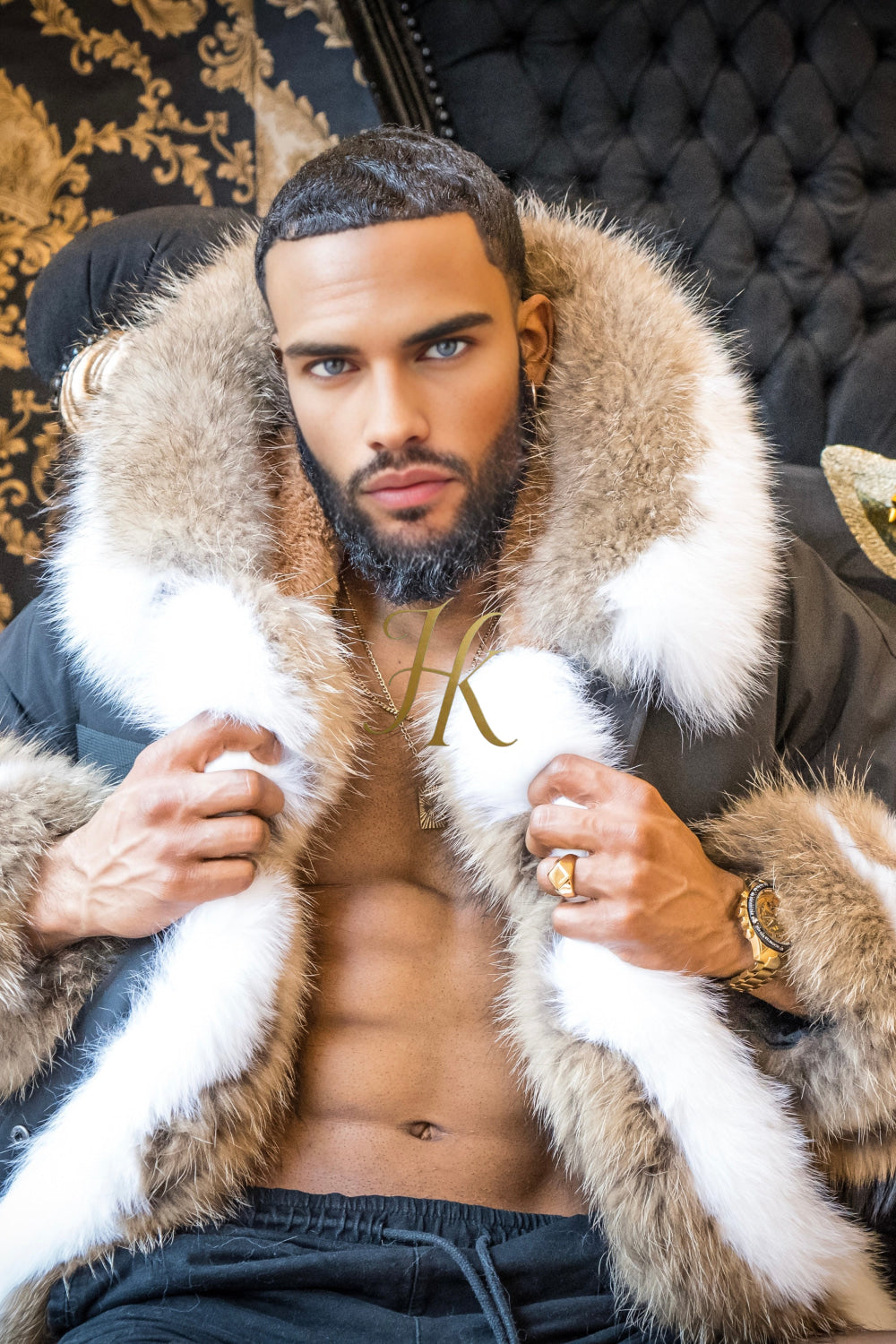 Men's Luxury handmade fox fur Coats Parka - Versatile Winter Protection for the Modern Man - kayibstrore