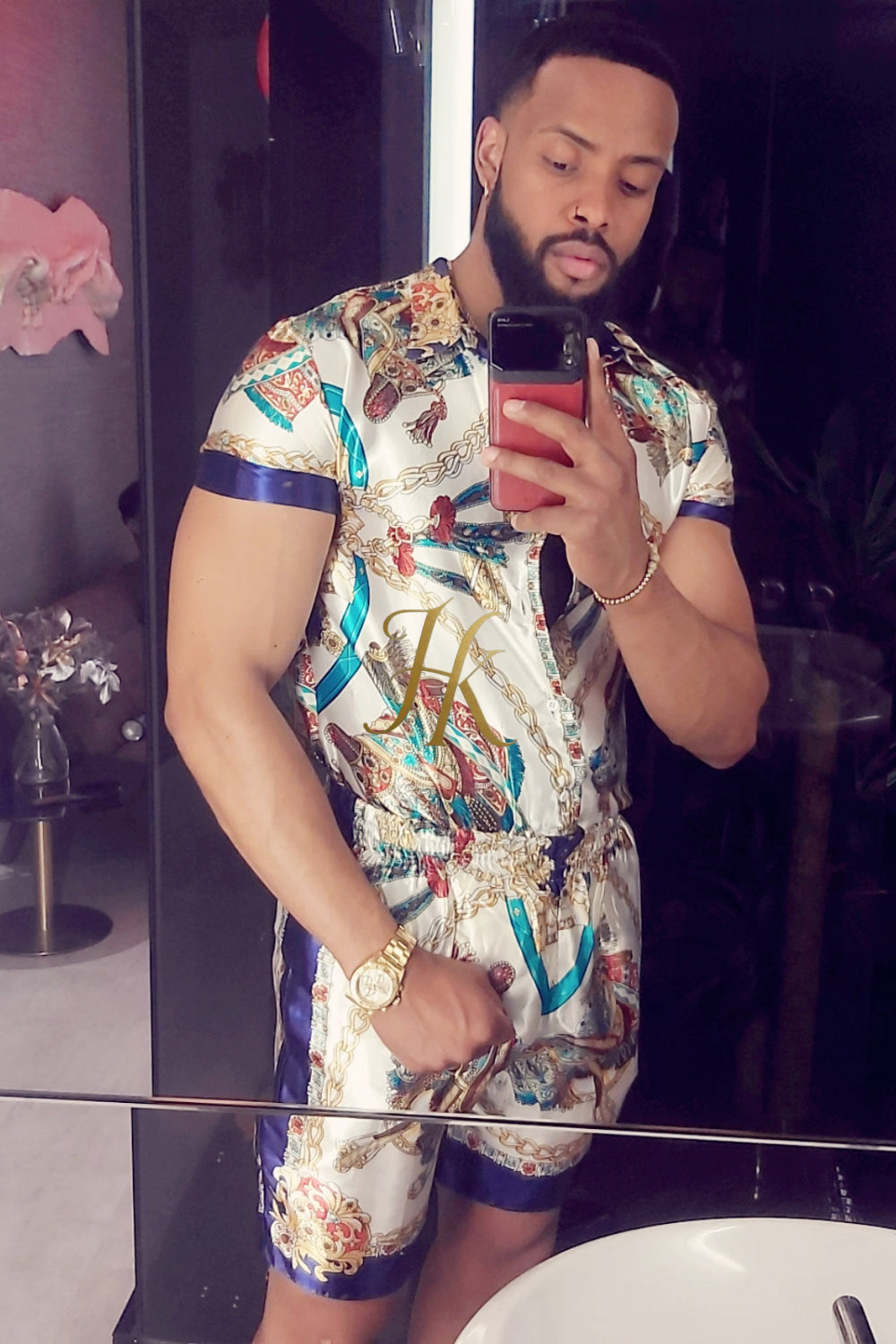 Luxury Fashion Mens Summer Silk Set 2 Pcs