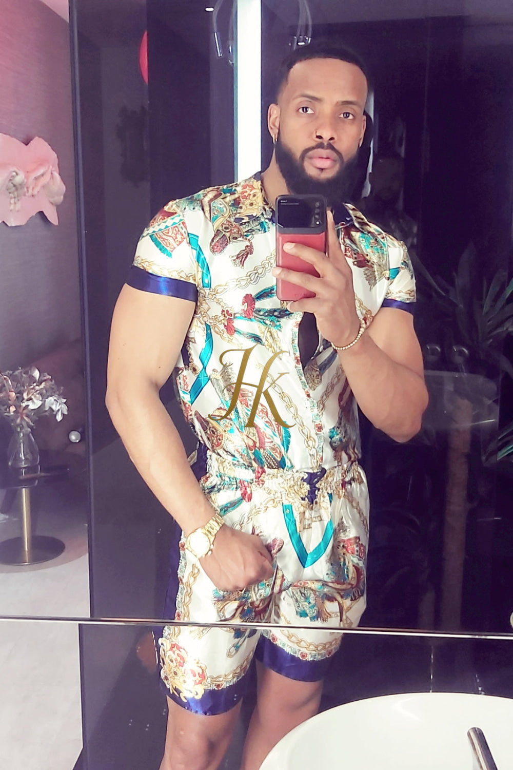 Luxury Fashion Mens Summer Silk Set 2 Pcs