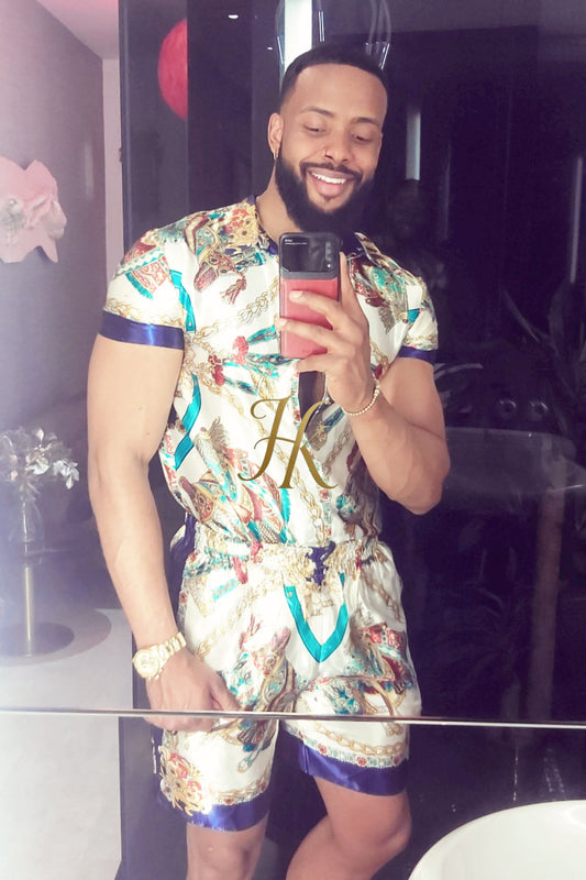 Luxury Fashion Mens Summer Silk Set 2 Pcs