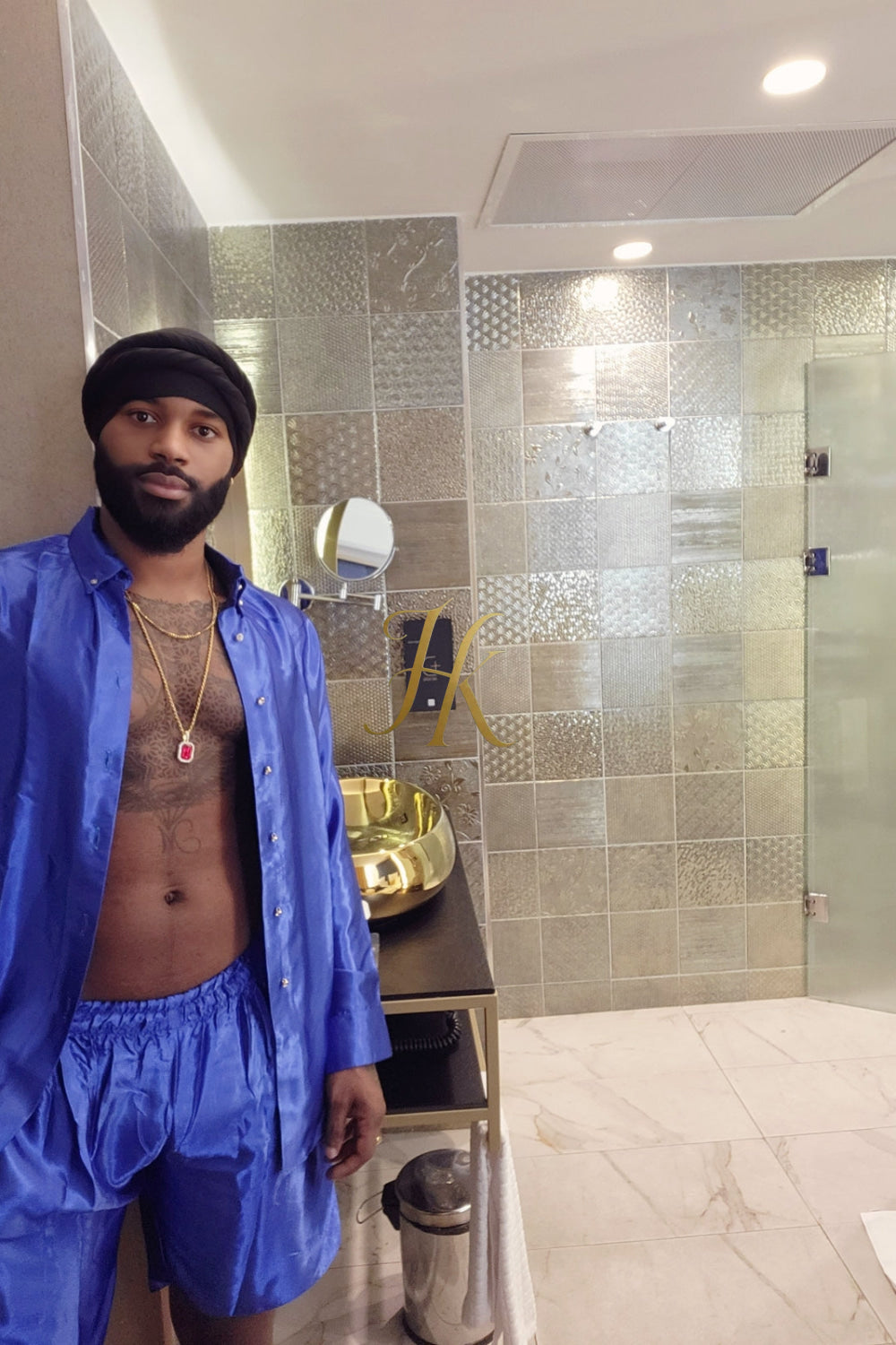 Steven blue luxury silk Outfits Set - Elevate Your Style Game with Luxury and Personalized Fit - kayibstrore
