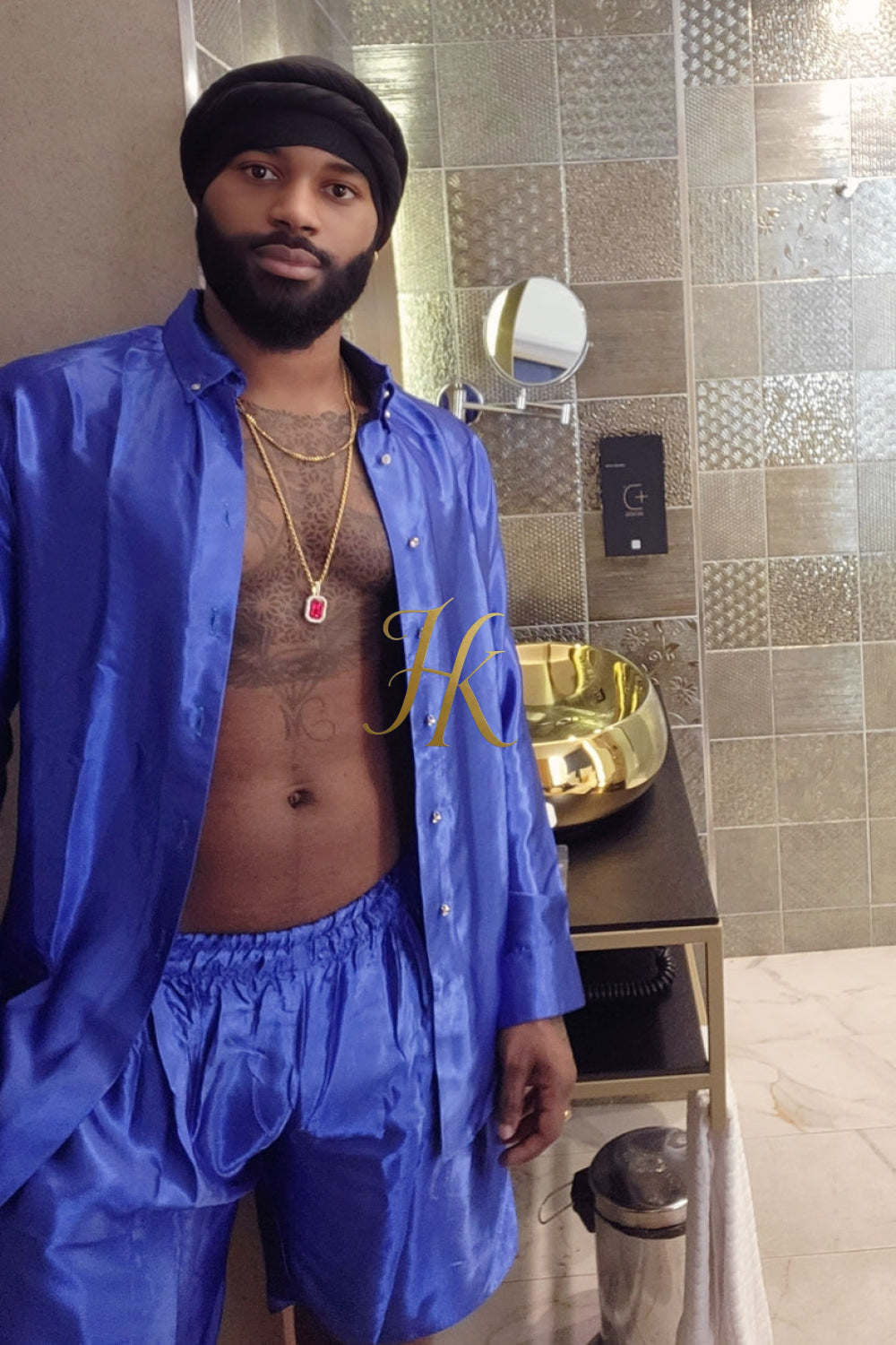 Steven blue luxury silk Outfits Set - Elevate Your Style Game with Luxury and Personalized Fit - kayibstrore