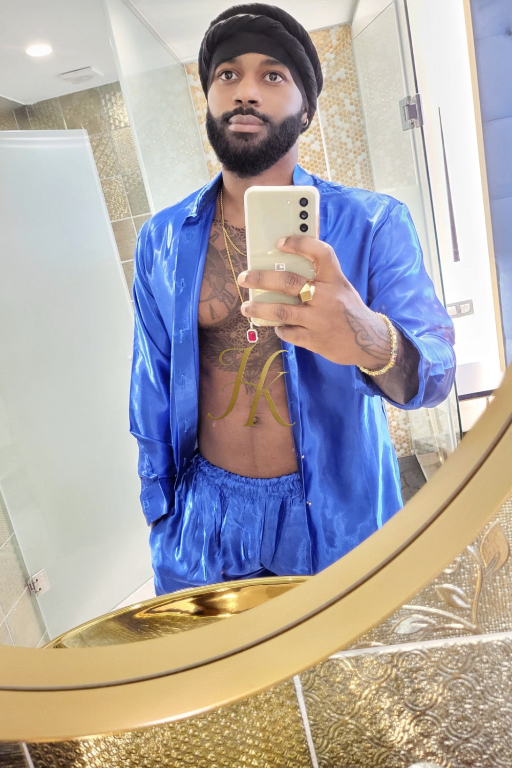 Steven blue luxury silk Outfits Set - Elevate Your Style Game with Luxury and Personalized Fit - kayibstrore