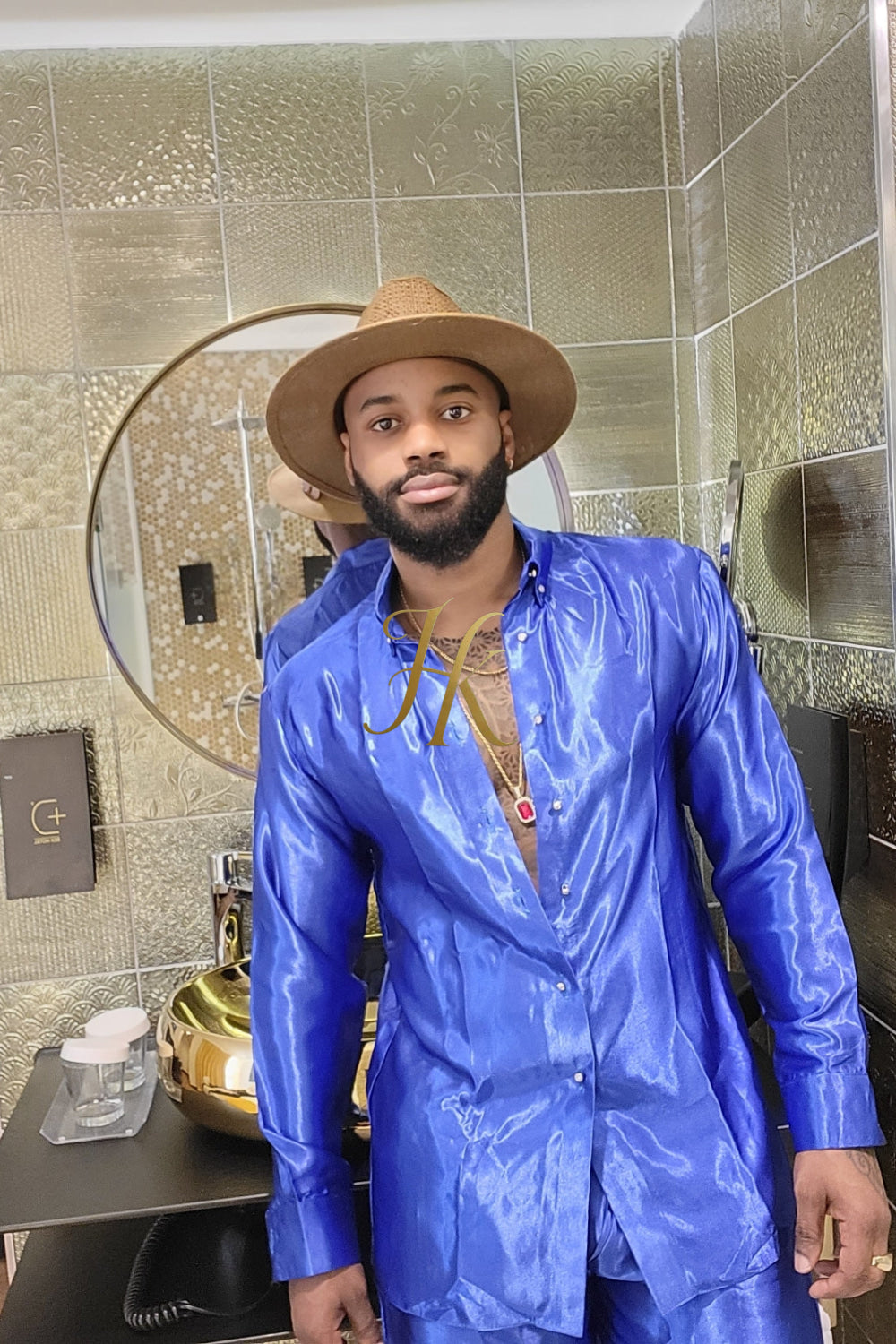 Steven blue luxury silk Outfits Set - Elevate Your Style Game with Luxury and Personalized Fit - kayibstrore