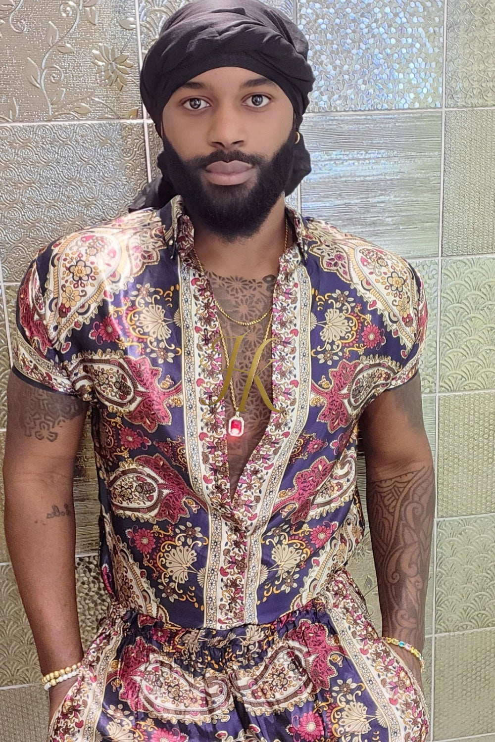Men's Silk Set - Elevate Your Style with the Le Barroco Model - Perfect for Any Special Occasion - kayibstrore