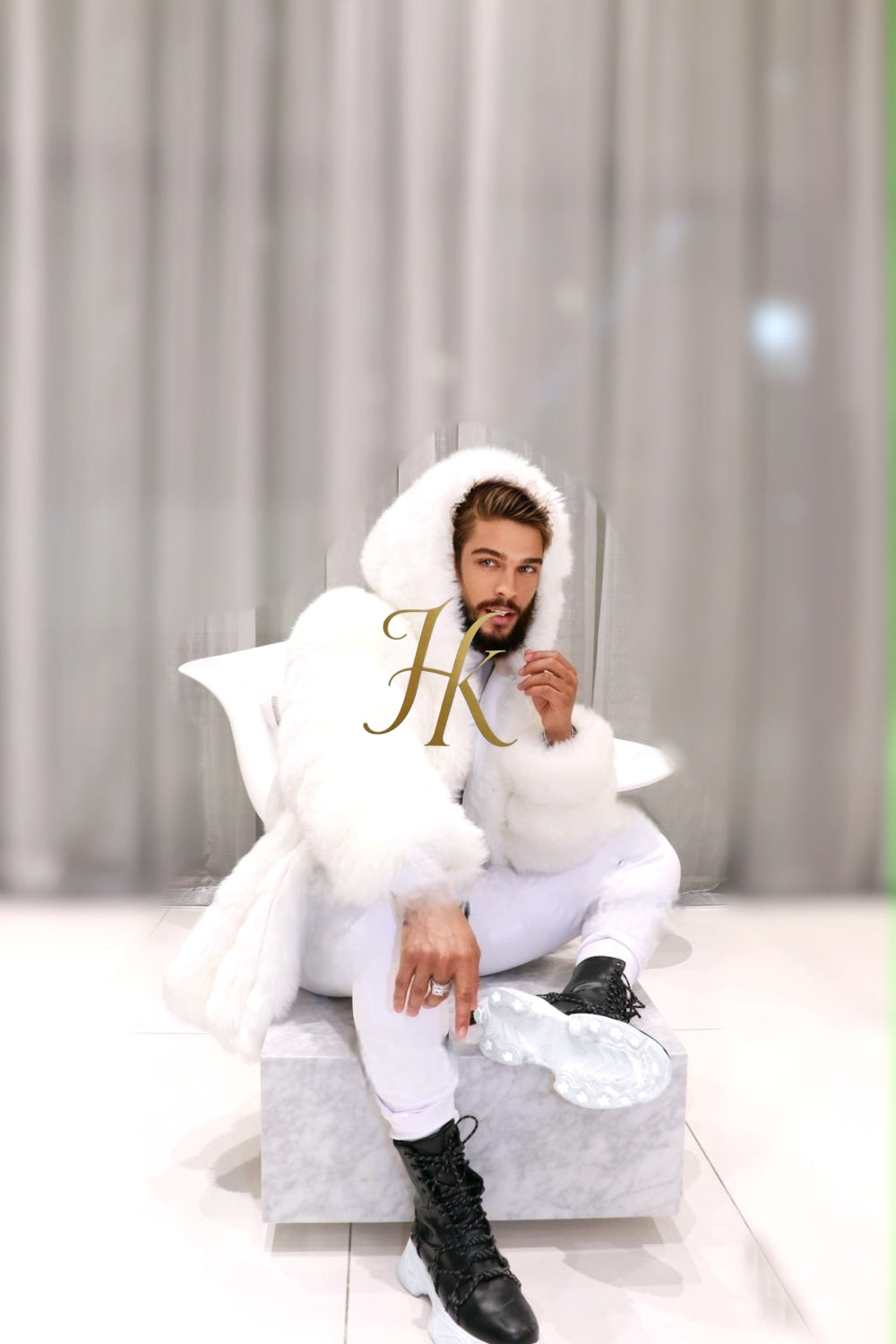 Luxury white Rabbit Fur Car Coat for women and mens- Stay Warm and Stylish this Fall - Genuine Softness Guaranteed - kayibstrore