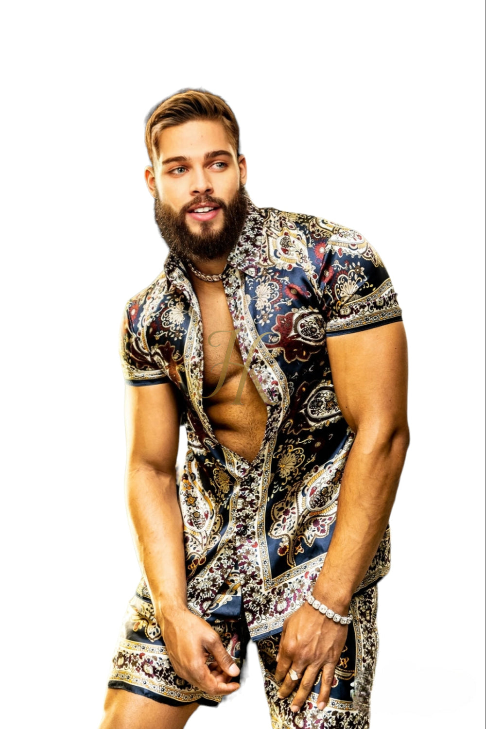 Barocco Print Silk Set - Elevate your summer style with personalized luxury and unmatched comfort. - kayibstrore