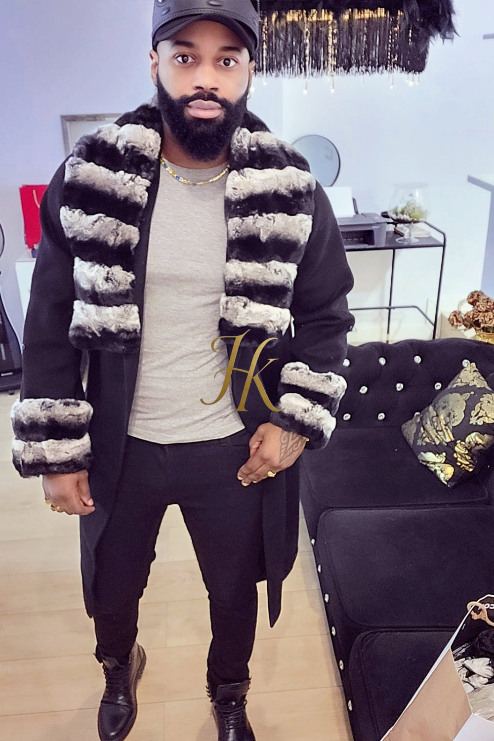 Handmade Premium Cashmere & 100% wool Real Fur Coats: Men's & Women's cashmere Jackets with Rex Rabbit Fur Collar | 100% Cashmere Winter Elegance" - kayibstrore