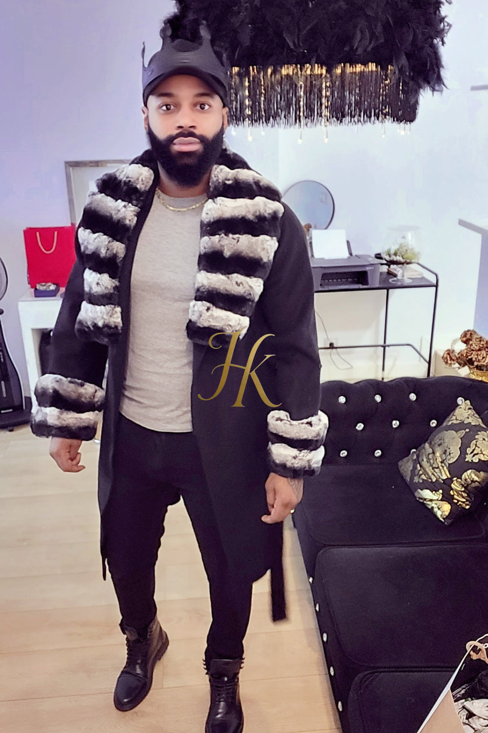 Handmade Premium Cashmere & 100% wool Real Fur Coats: Men's & Women's cashmere Jackets with Rex Rabbit Fur Collar | 100% Cashmere Winter Elegance" - kayibstrore