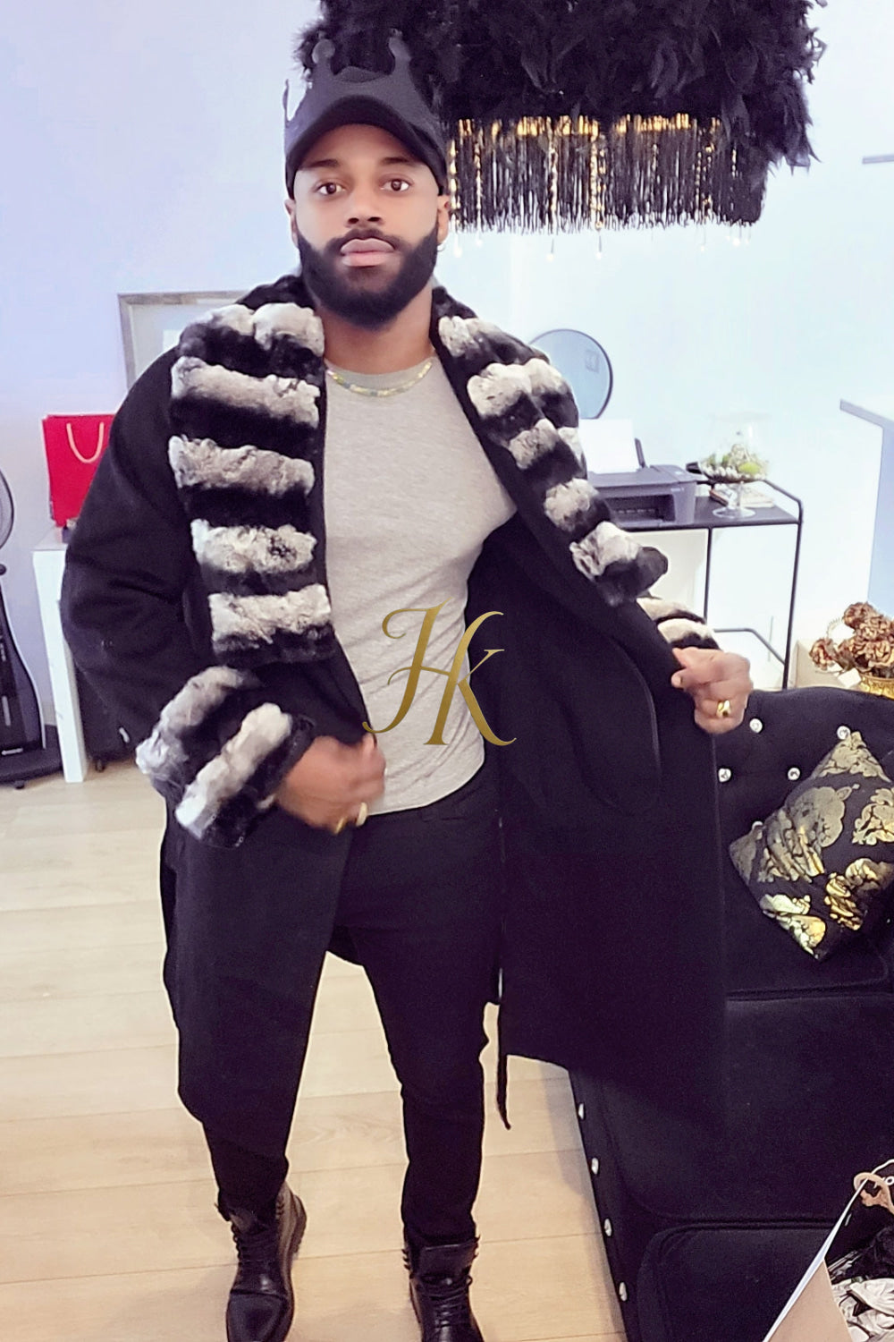 Handmade Premium Cashmere & 100% wool Real Fur Coats: Men's & Women's cashmere Jackets with Rex Rabbit Fur Collar | 100% Cashmere Winter Elegance" - kayibstrore