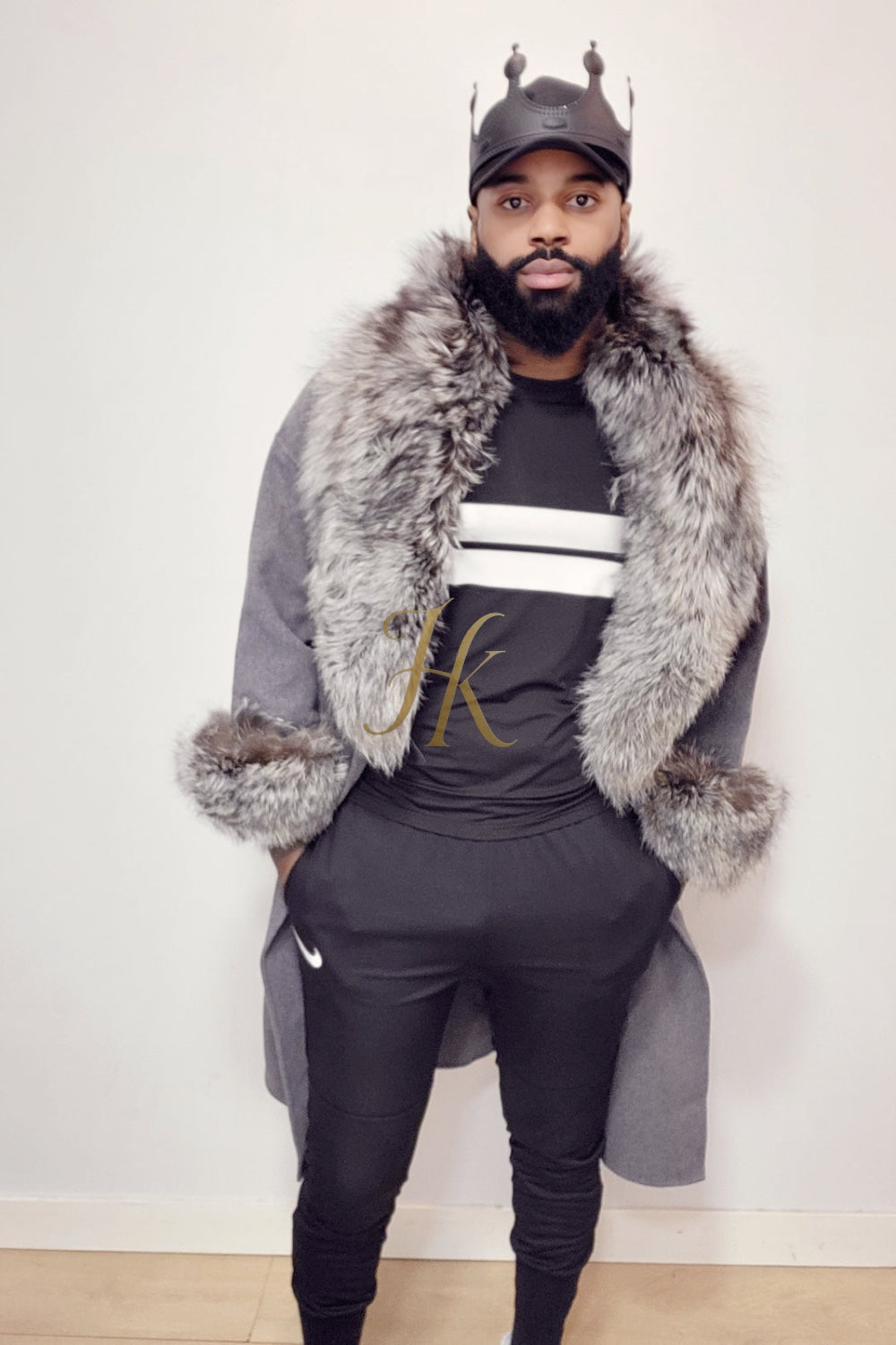 Handmade Luxury Cashmere Cardigan with Natural Silver Fox Fur Collar | Winter Wool Blend Outerwear for Men and Women - kayibstrore