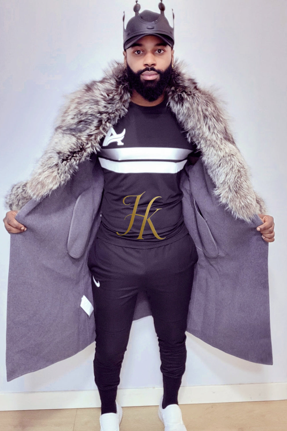 Handmade Luxury Cashmere Cardigan with Natural Silver Fox Fur Collar | Winter Wool Blend Outerwear for Men and Women - kayibstrore