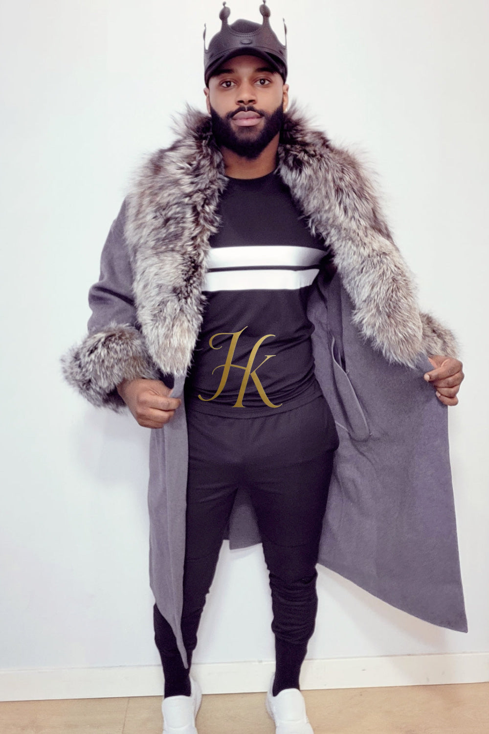 Handmade Luxury Cashmere Cardigan with Natural Silver Fox Fur Collar | Winter Wool Blend Outerwear for Men and Women - kayibstrore