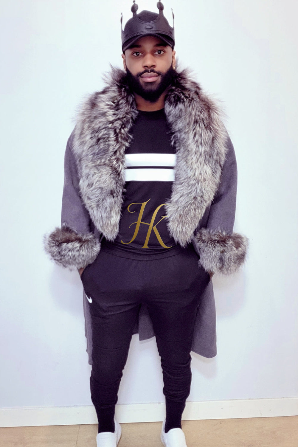 Handmade Luxury Cashmere Cardigan with Natural Silver Fox Fur Collar | Winter Wool Blend Outerwear for Men and Women - kayibstrore