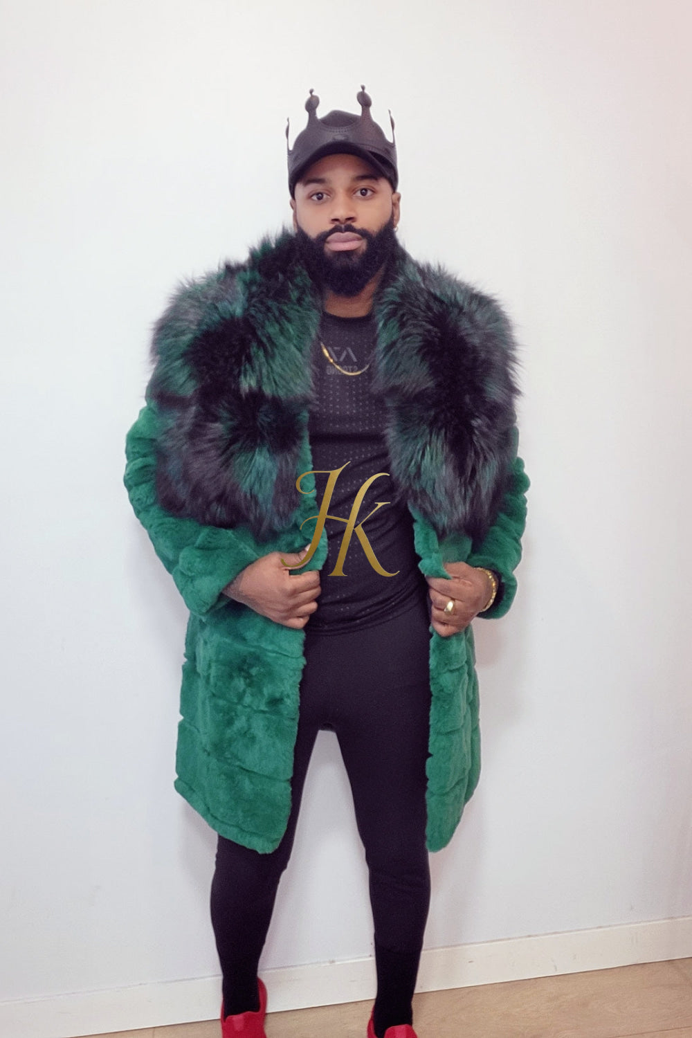 Luxury Winter Men's Rex Rabbit Fur Coat with Super Large Raccoon Collar - Premium Fashion Outerwear - kayibstrore