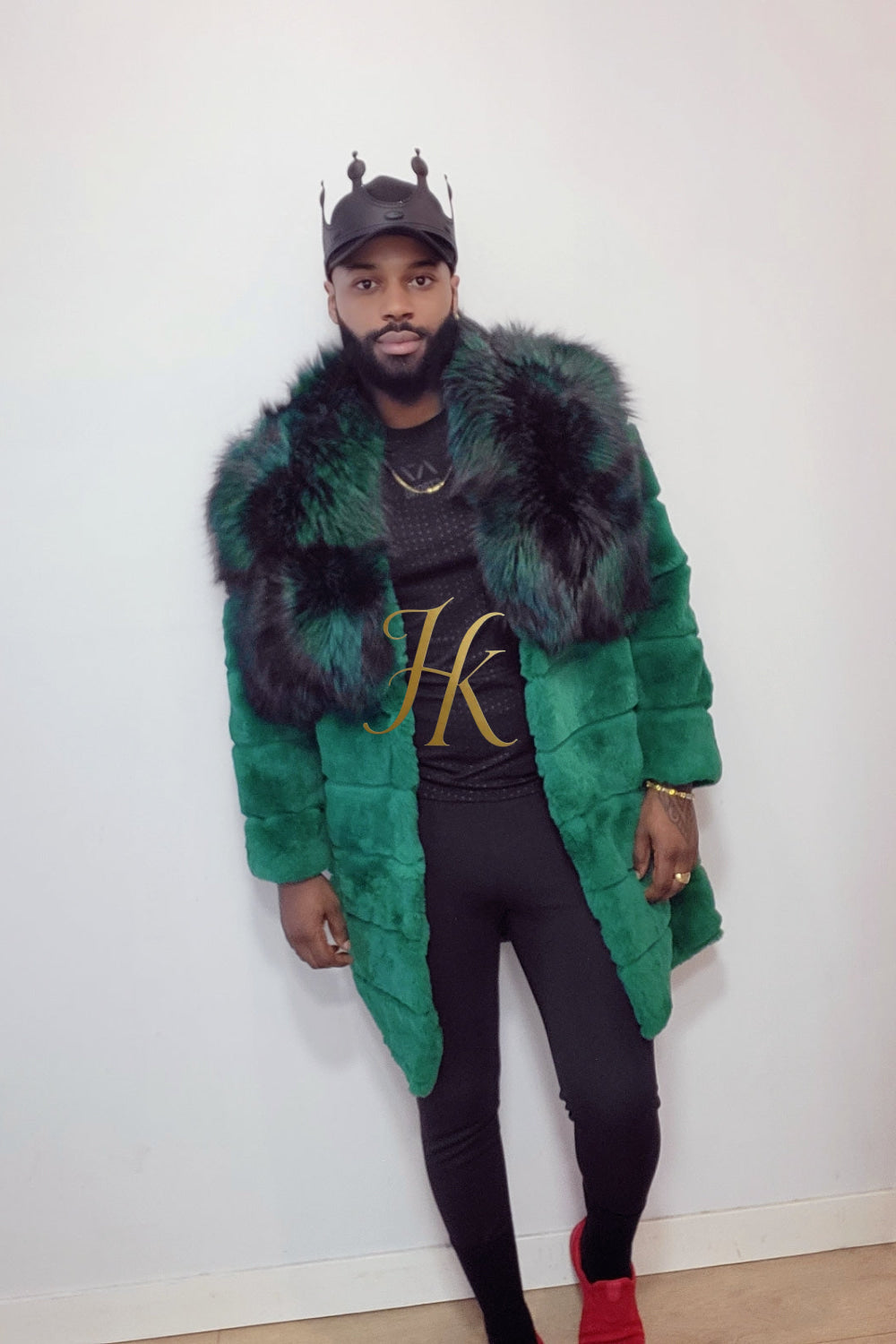 Luxury Winter Men's Rex Rabbit Fur Coat with Super Large Raccoon Collar - Premium Fashion Outerwear - kayibstrore