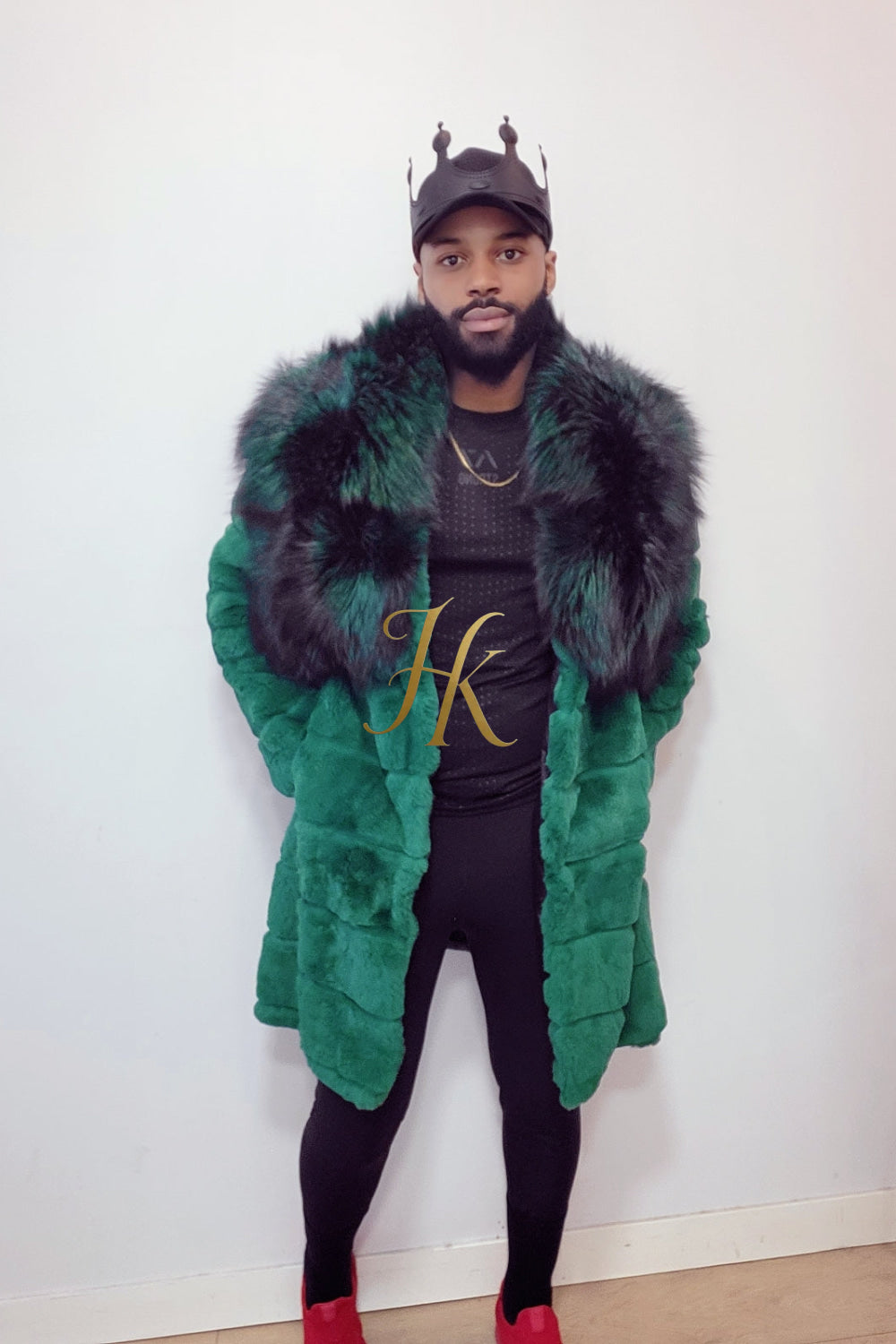 Luxury Winter Men's Rex Rabbit Fur Coat with Super Large Raccoon Collar - Premium Fashion Outerwear - kayibstrore