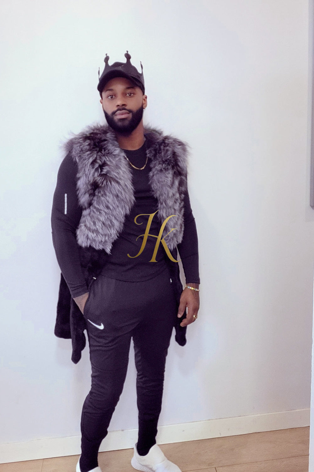 Real Mink Fur long Sleeveless Coat with Silver Fox Fur Shawl | Luxury Winter Fashion for men and women - kayibstrore