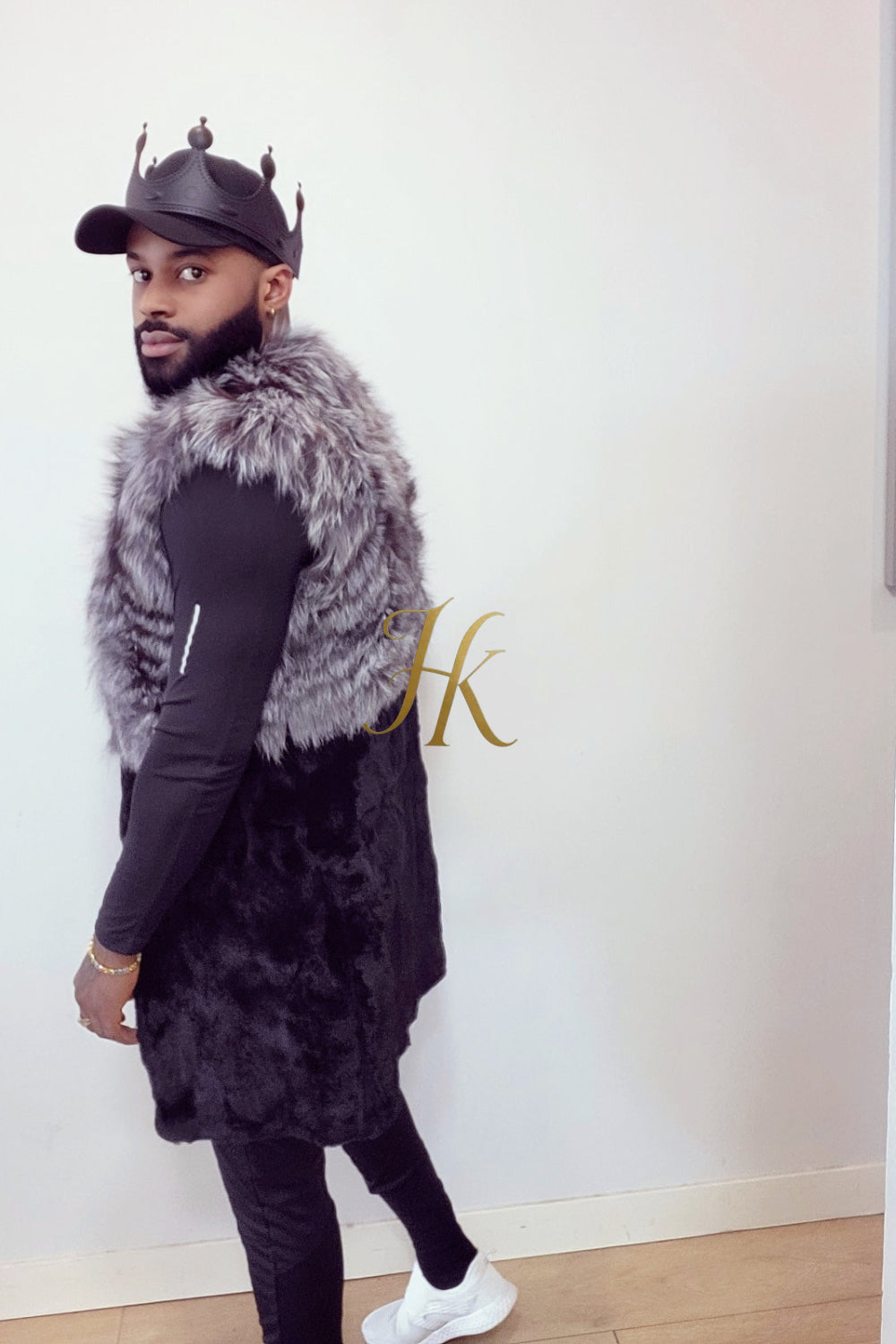 Real Mink Fur long Sleeveless Coat with Silver Fox Fur Shawl | Luxury Winter Fashion for men and women - kayibstrore