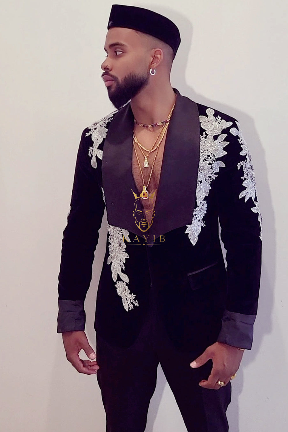 Luxury Handmade Custom velvet blazer Men's Suit with Sheer Velvet Lapel - Elevate Formal Style | KAYIB - kayibstrore