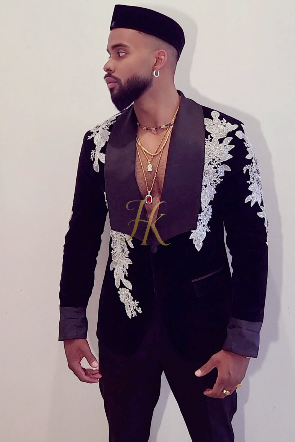 Luxury Handmade Custom velvet blazer Men's Suit with Sheer Velvet Lapel - Elevate Formal Style | KAYIB - kayibstrore