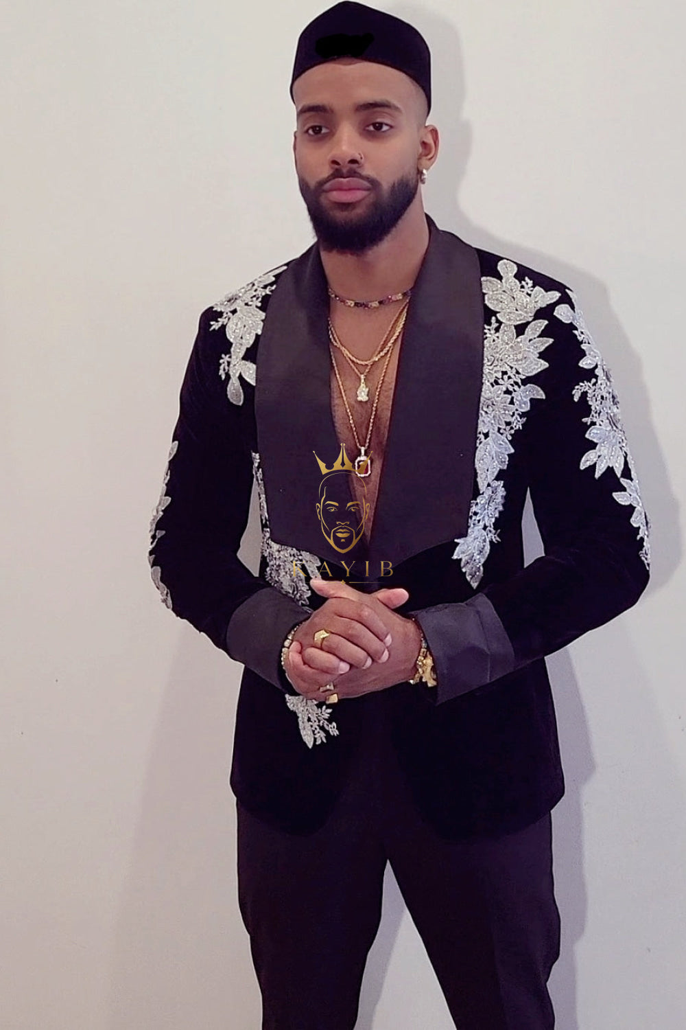 Best Handmade Custom velvet blazer Men's Suit with Sheer Velvet Lapel - Elevate Formal Style | KAYIB - kayibstrore