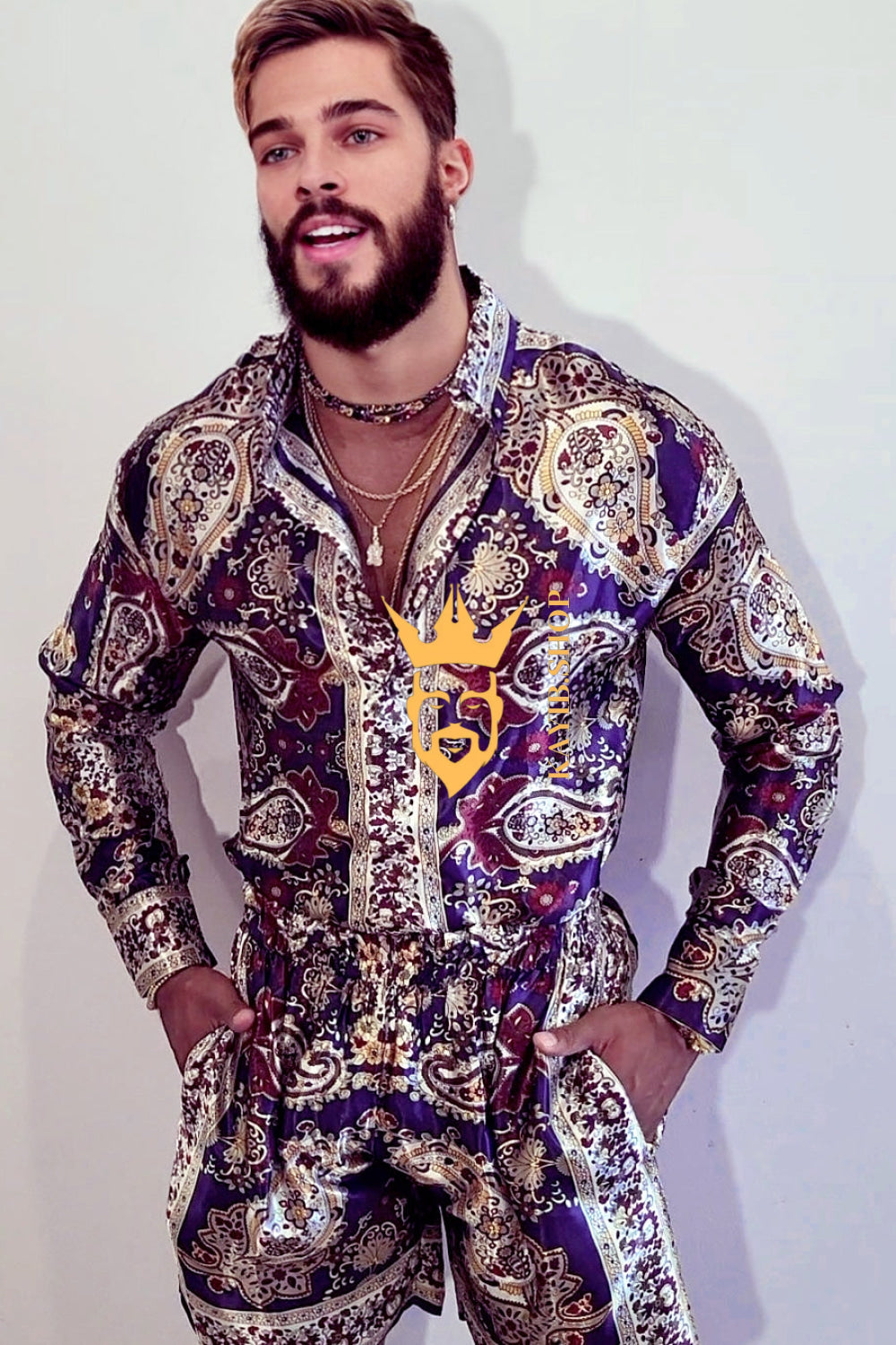 Luxury Silk shirt Set - Elevate Your Style with Vibrant Spanish Fashion - Stay Cool and Look Flawless All Summer Long - kayibstrore