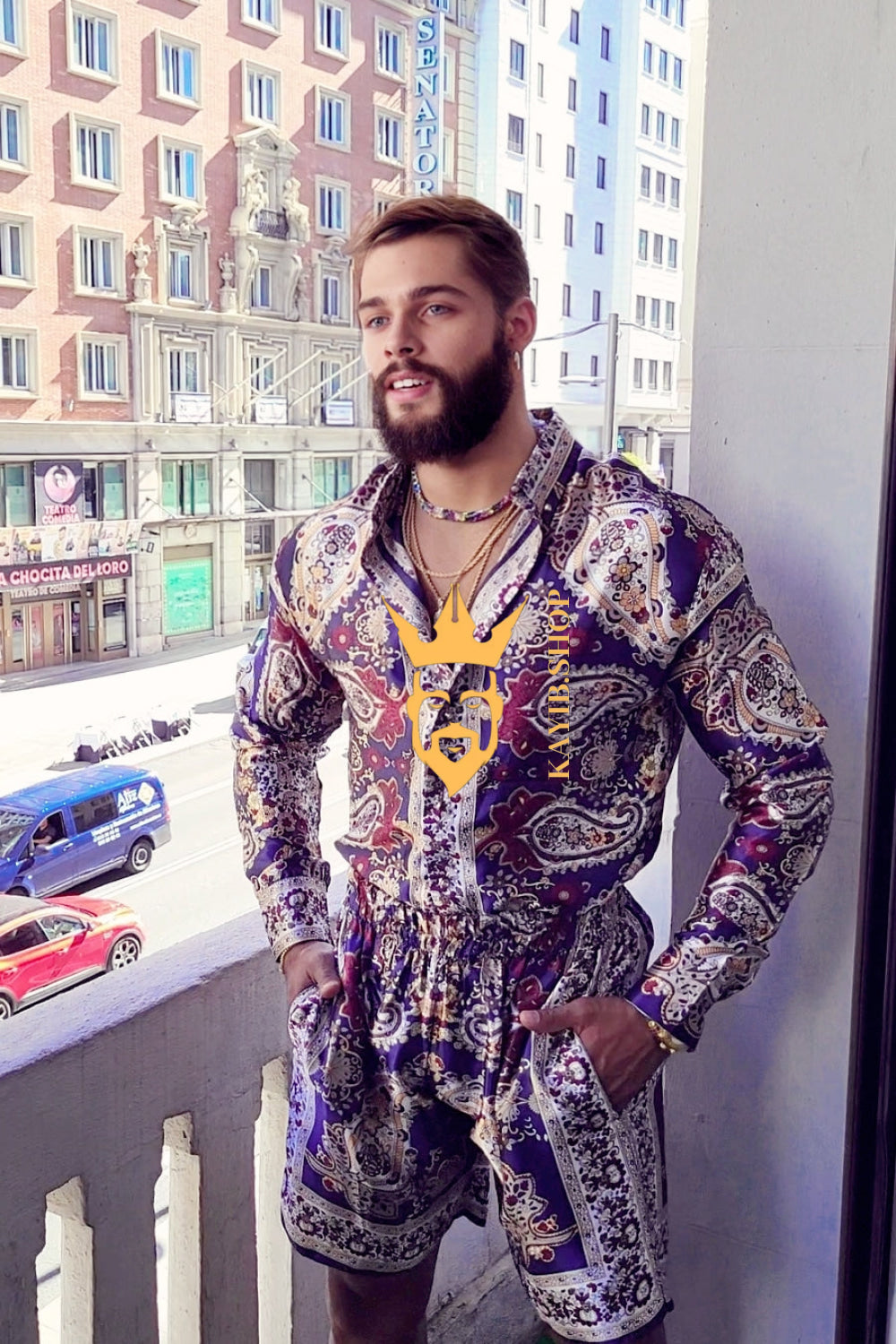 Luxury Silk shirt Set - Elevate Your Style with Vibrant Spanish Fashion - Stay Cool and Look Flawless All Summer Long - kayibstrore
