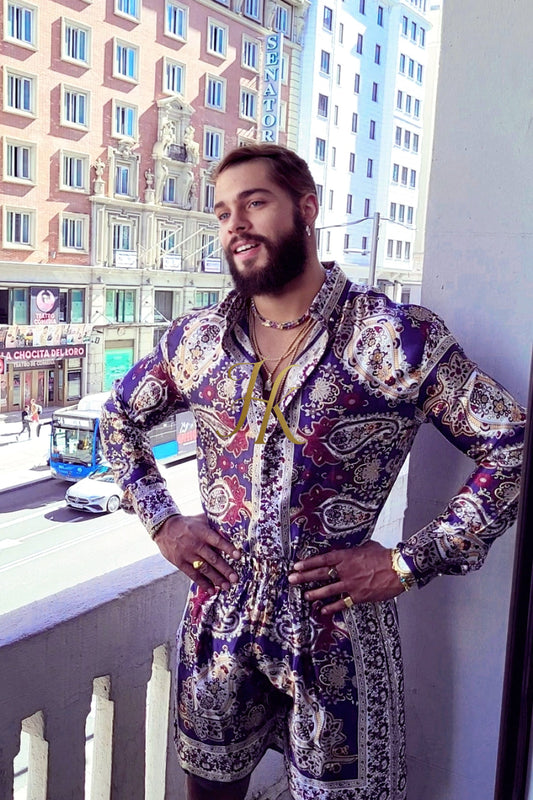 Luxury Silk shirt Set - Elevate Your Style with Vibrant Spanish Fashion - Stay Cool and Look Flawless All Summer Long - kayibstrore
