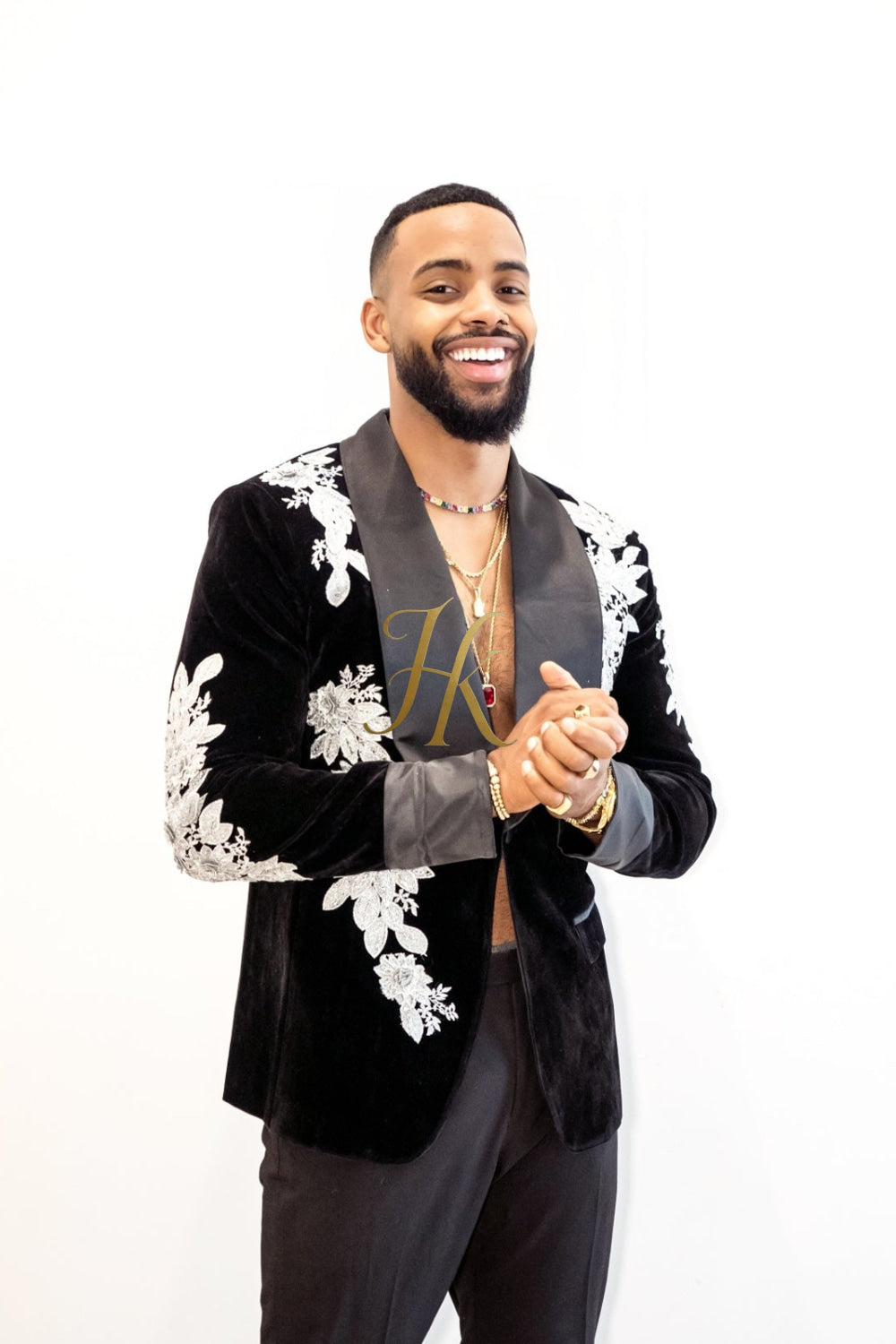 Fashion Luxury Handmade Custom velvet blazer Men's Suit with Sheer Velvet Lapel - Elevate Formal Style | KAYIB - kayibstrore