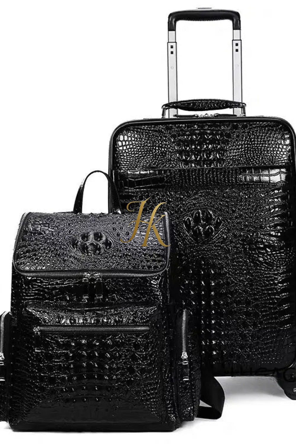 Premium Genuine Leather Crocodile Pattern Travel Luggage Set | Durable Trolley Suitcase & Handbag Backpack | Luxury First-Layer Cowhide | Spacious & Stylish - kayibstrore