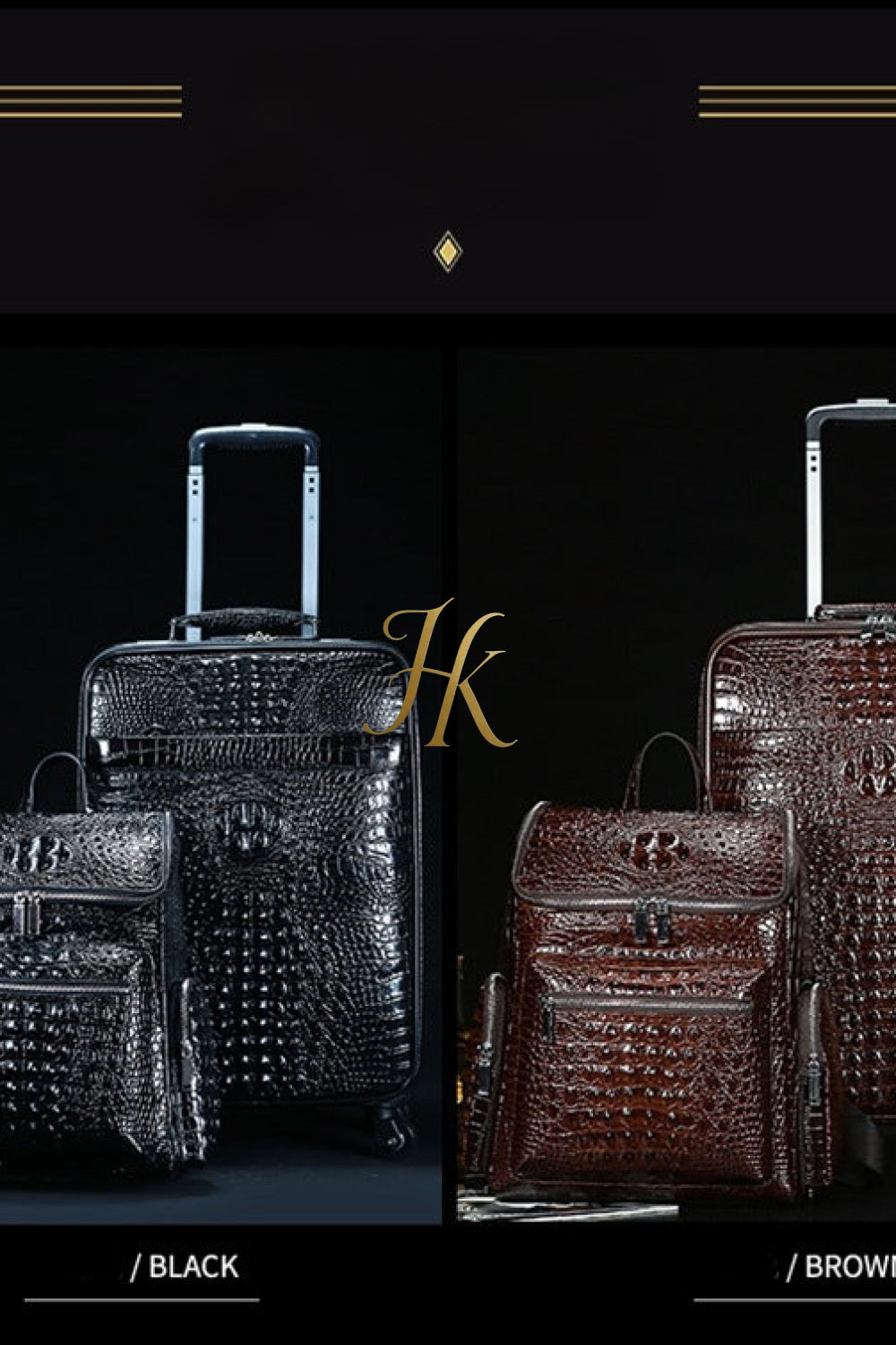 Premium Genuine Leather Crocodile Pattern Travel Luggage Set | Durable Trolley Suitcase & Handbag Backpack | Luxury First-Layer Cowhide | Spacious & Stylish - kayibstrore
