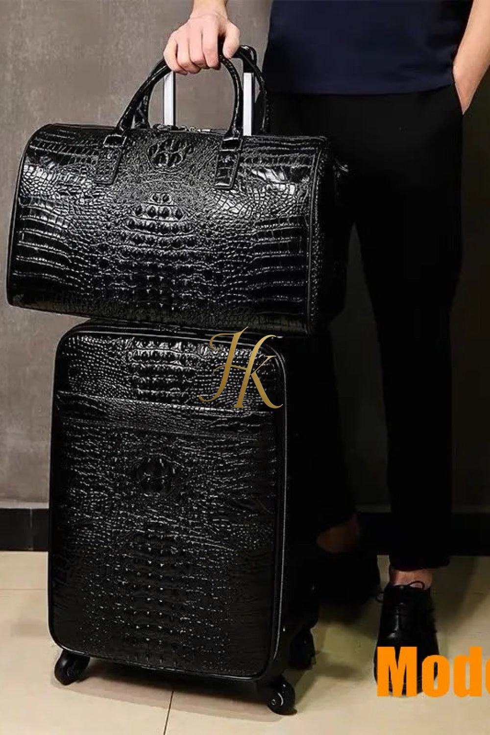 Premium Genuine Leather Crocodile Pattern Travel Luggage Set | Durable Trolley Suitcase & Handbag Backpack | Luxury First-Layer Cowhide | Spacious & Stylish - kayibstrore