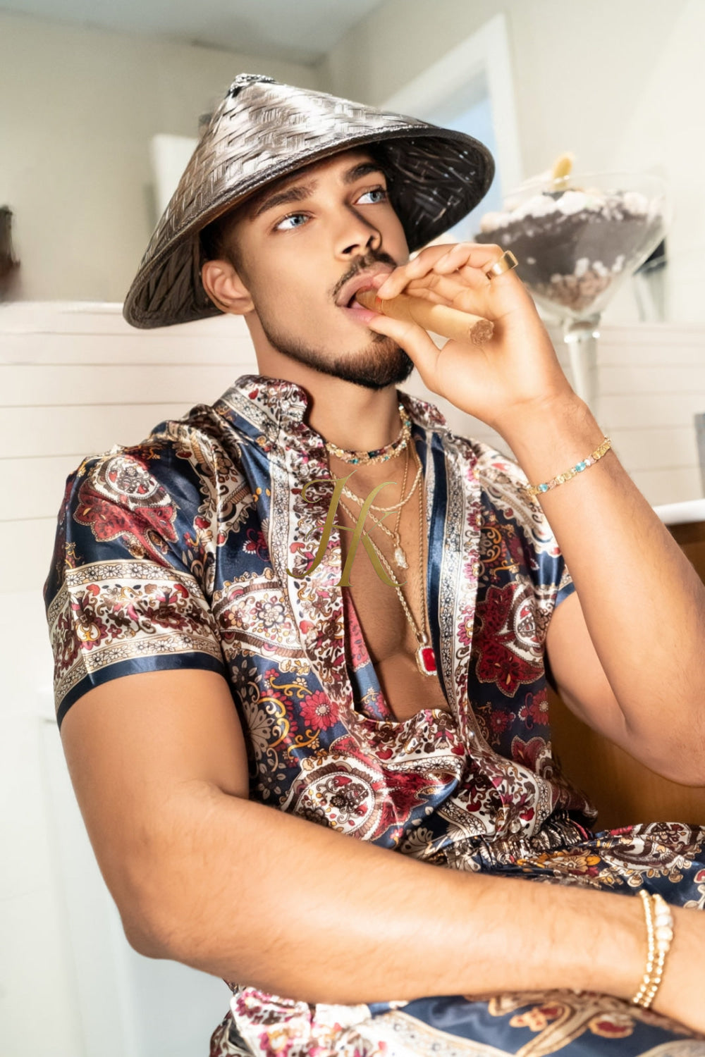 Boho Silk Shirt Set - Festival Outfit, Handmade Men's Fashion - kayibstrore