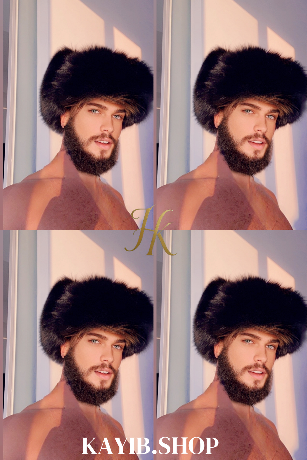Men's Hat With Earflaps Warm Snow Caps Russian Bomber Cap, 100% Rabbit Fur Hat - kayibstrore