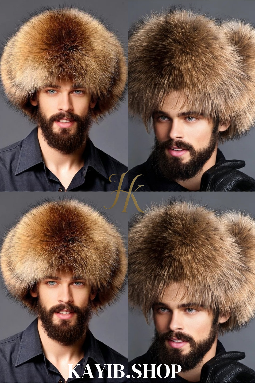 Men's Hat With Earflaps Warm Snow Caps Russian Bomber Cap, 100% Rabbit Fur Hat - kayibstrore