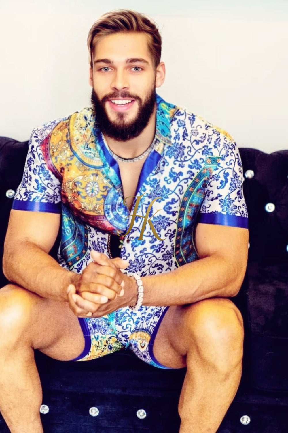 Luxury Boho Silk Shirt Set - Festival Outfit, Handmade Men's Fashion - kayibstrore