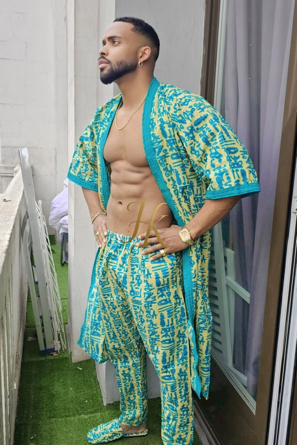 Handmade Wax Kimono Boho hippie Set for Couples | African Ankara Pajama & Robe | Valentine's Gift - kayibstrore