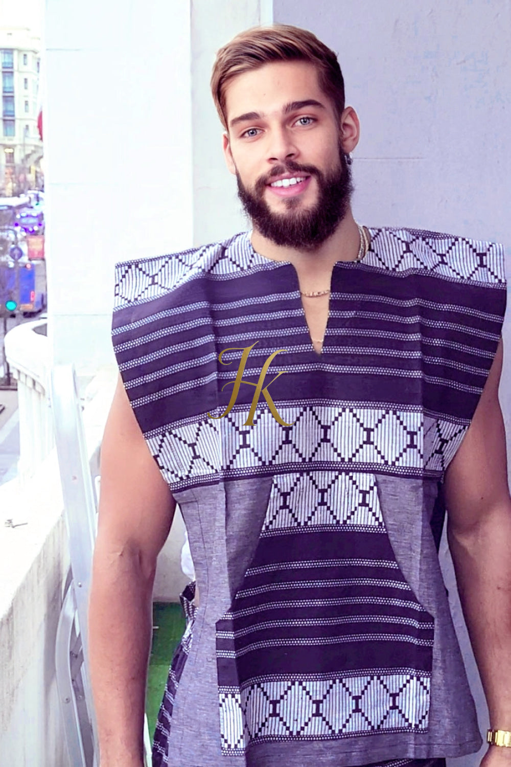 Elysian Linen: Handcrafted Kimono-Inspired Men's Top - kayibstrore
