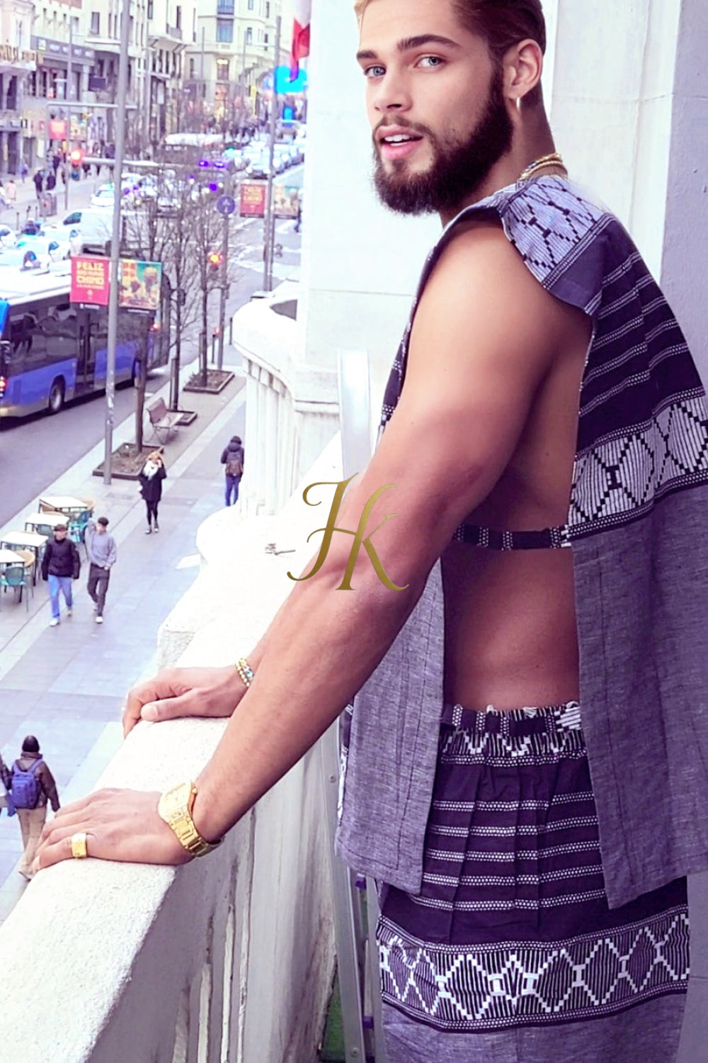 Elysian Linen: Handcrafted Kimono-Inspired Men's Top - kayibstrore