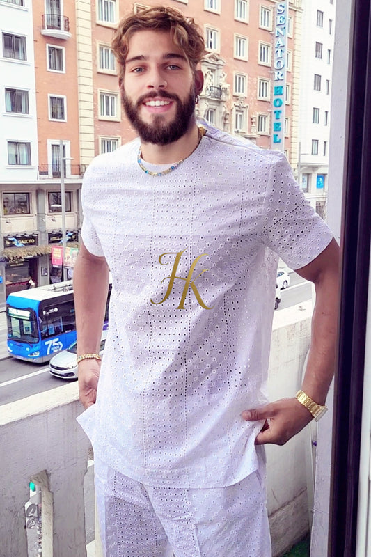 Luxury Men's Lace Two-Piece Clothing: Sophisticated & Versatile Ensemble - kayibstrore