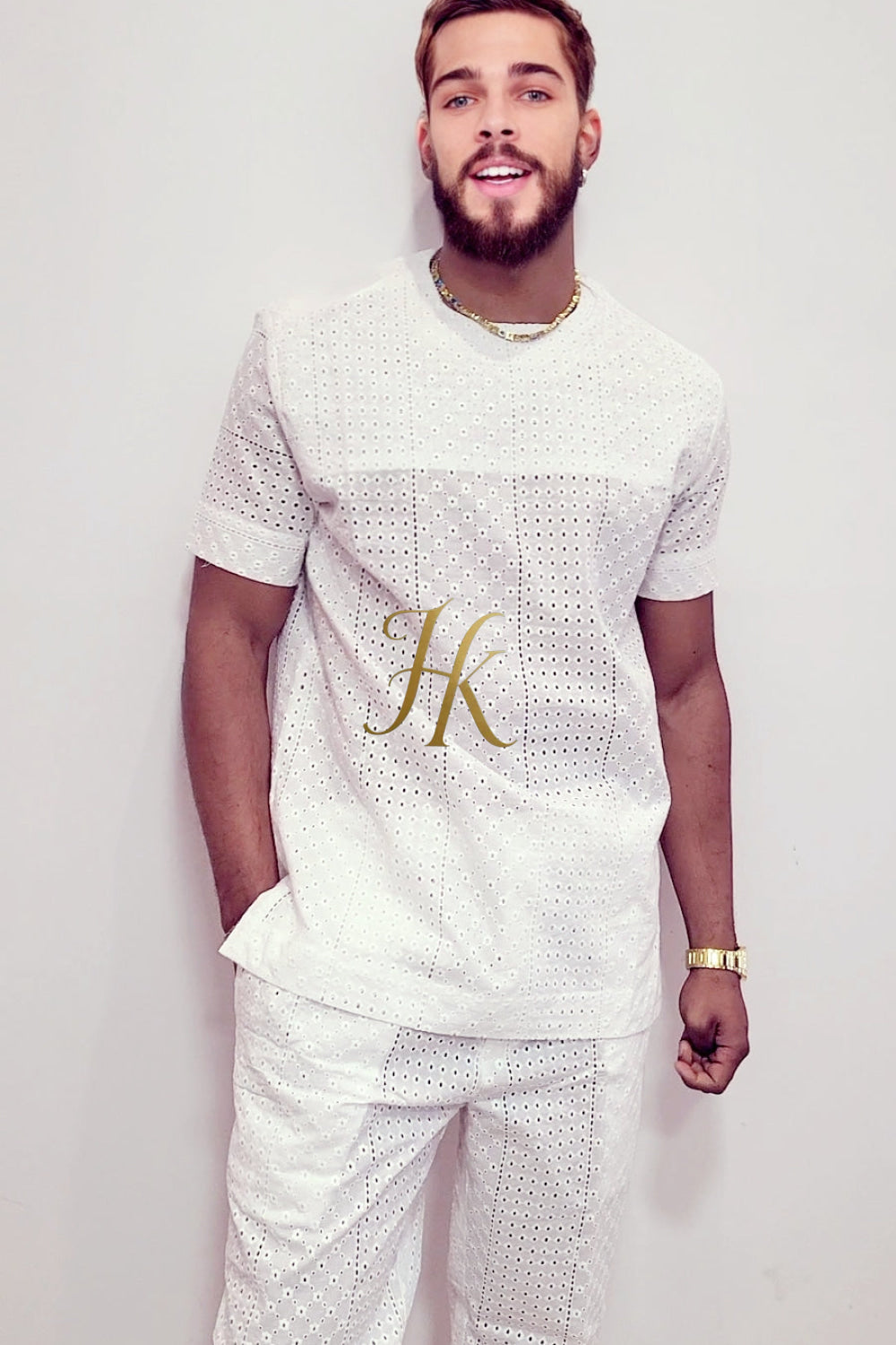 Luxury Men's Lace Two-Piece Clothing: Sophisticated & Versatile Ensemble - kayibstrore