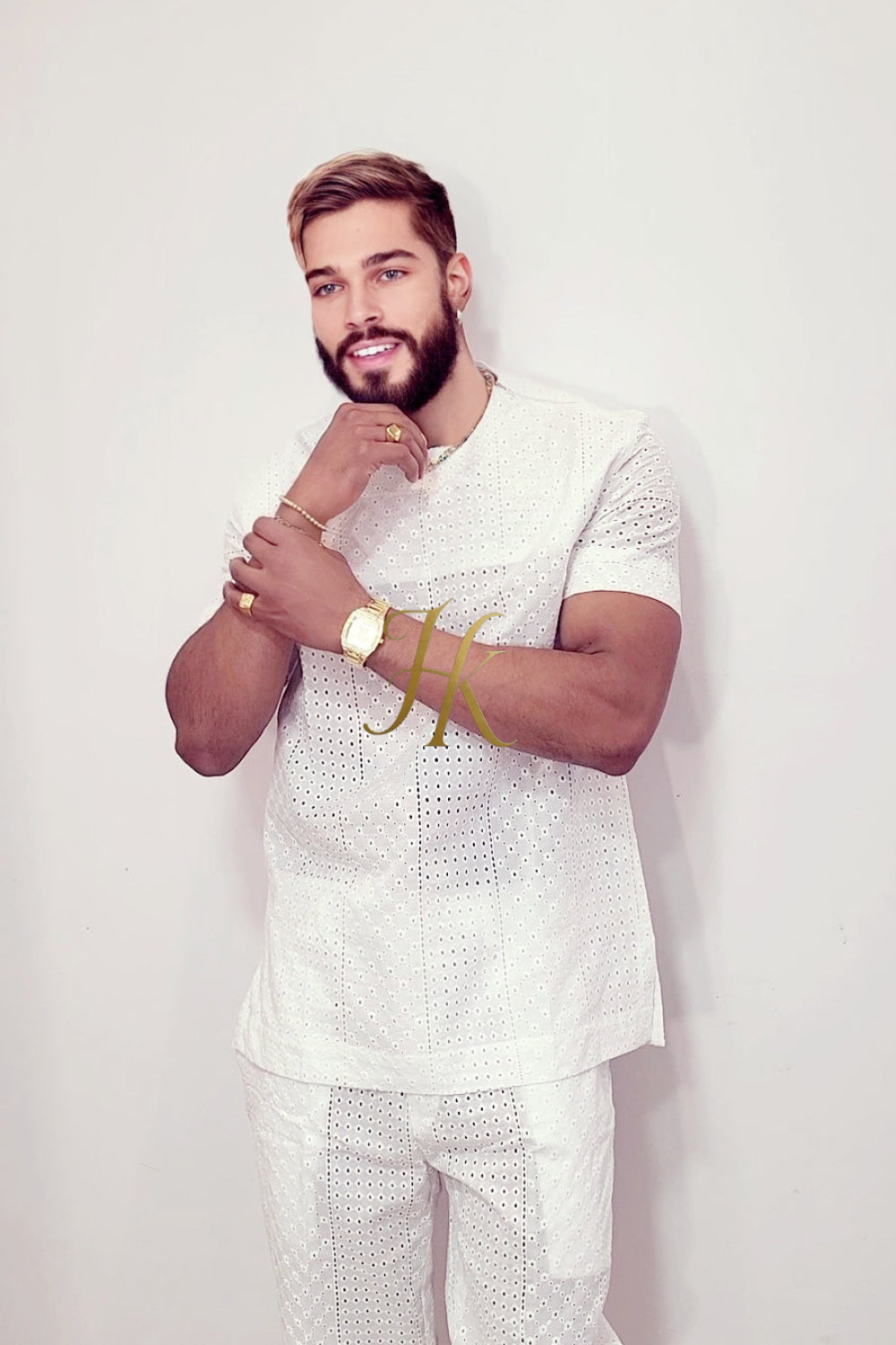Luxury Men's Lace Two-Piece Clothing: Sophisticated & Versatile Ensemble - kayibstrore