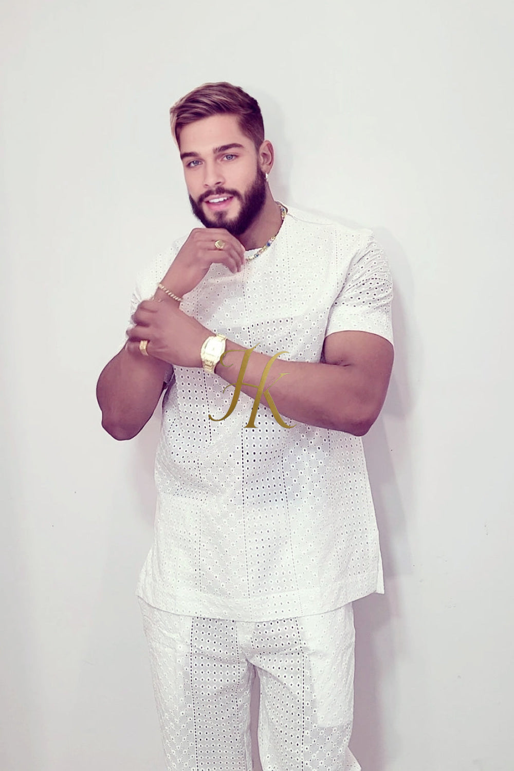 Luxury Men's Lace Two-Piece Clothing: Sophisticated & Versatile Ensemble - kayibstrore